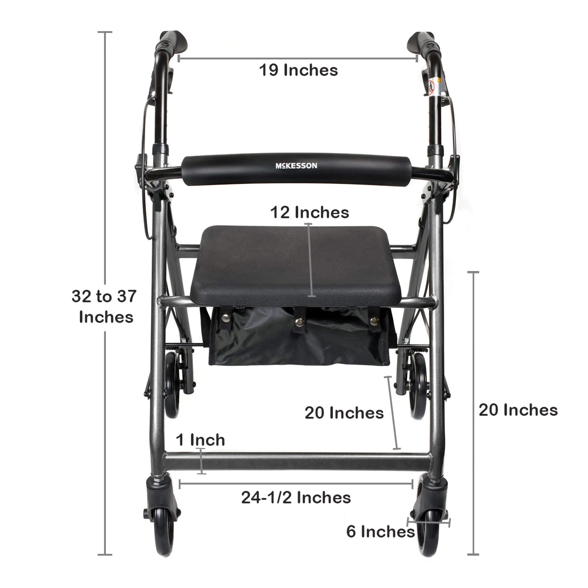 McKesson Brand McKesson Folding Aluminum Four-Wheel Rollator, Silver - Image 4