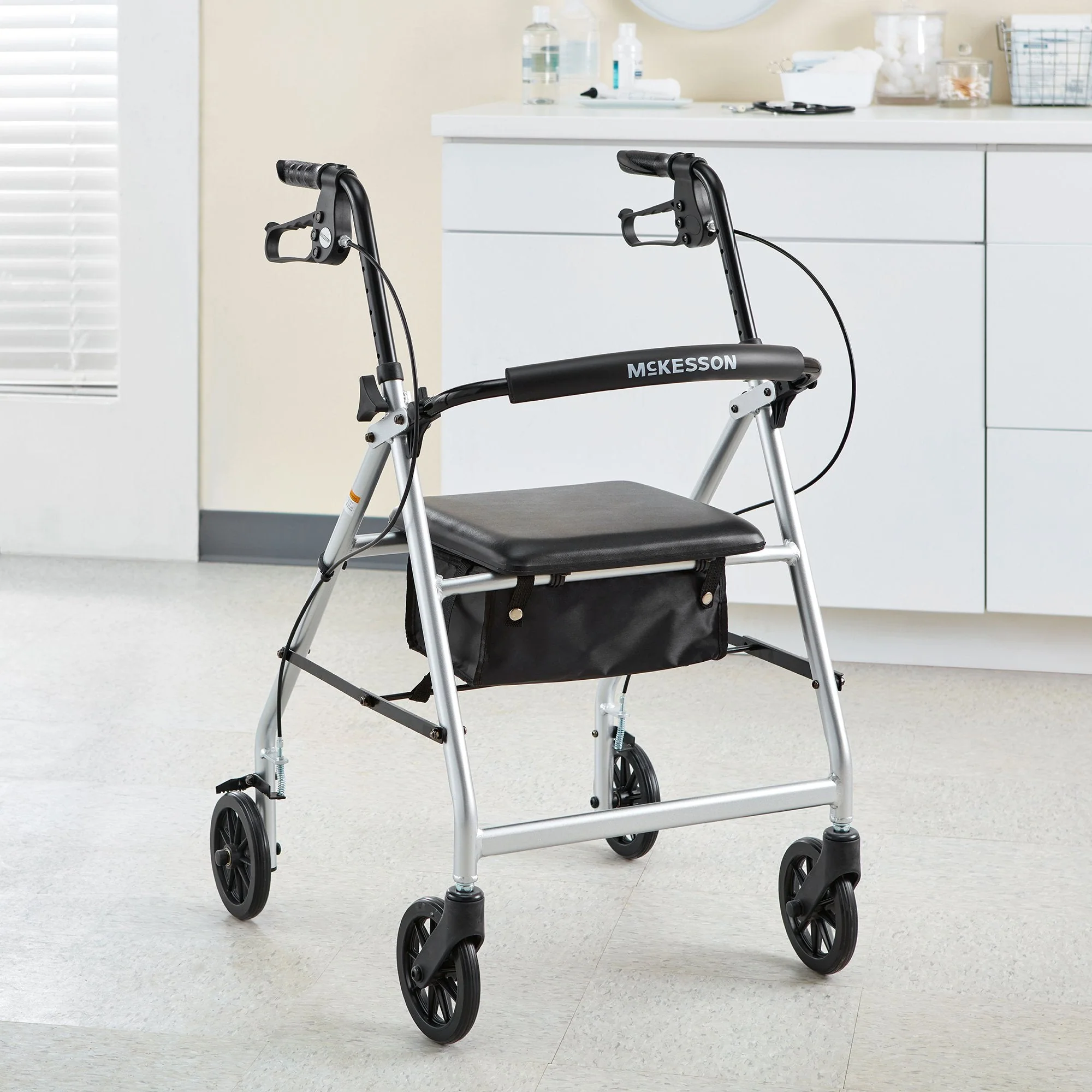 McKesson Brand McKesson Folding Aluminum Four-Wheel Rollator, Silver - Image 5