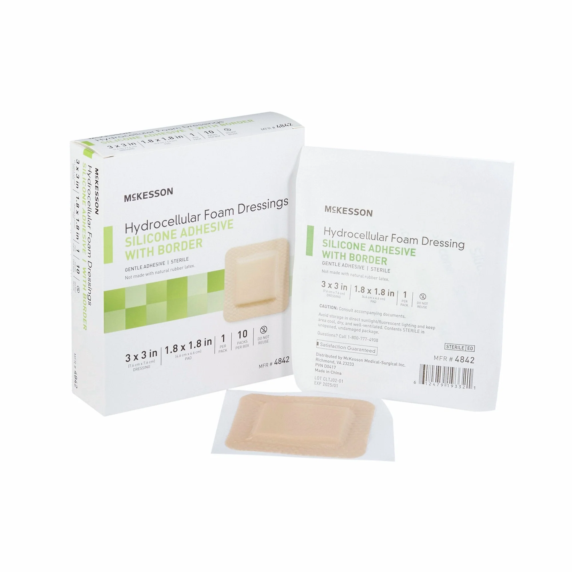 McKesson Brand McKesson Silicone Adhesive with Border Silicone Foam Dressing, 3 x 3 Inch (200/CS)