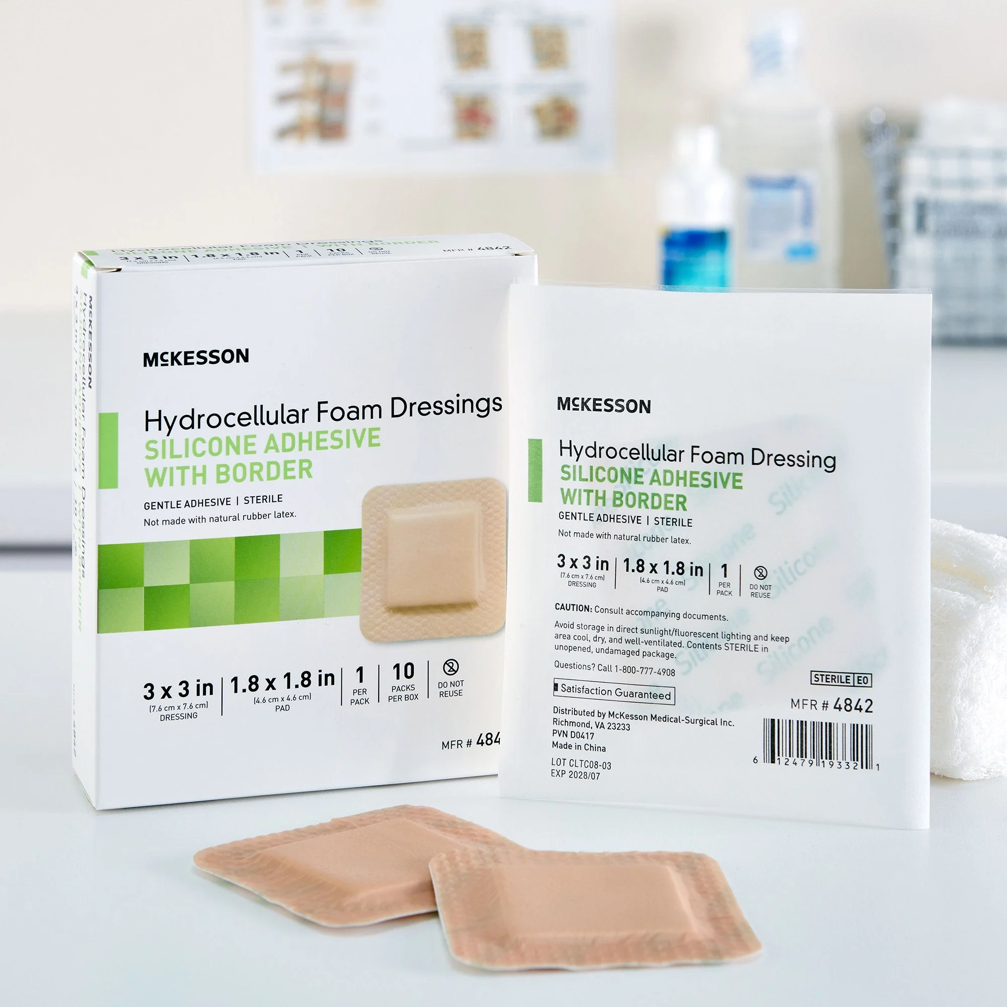 McKesson Brand McKesson Silicone Adhesive with Border Silicone Foam Dressing, 3 x 3 Inch (200/CS) - Image 4