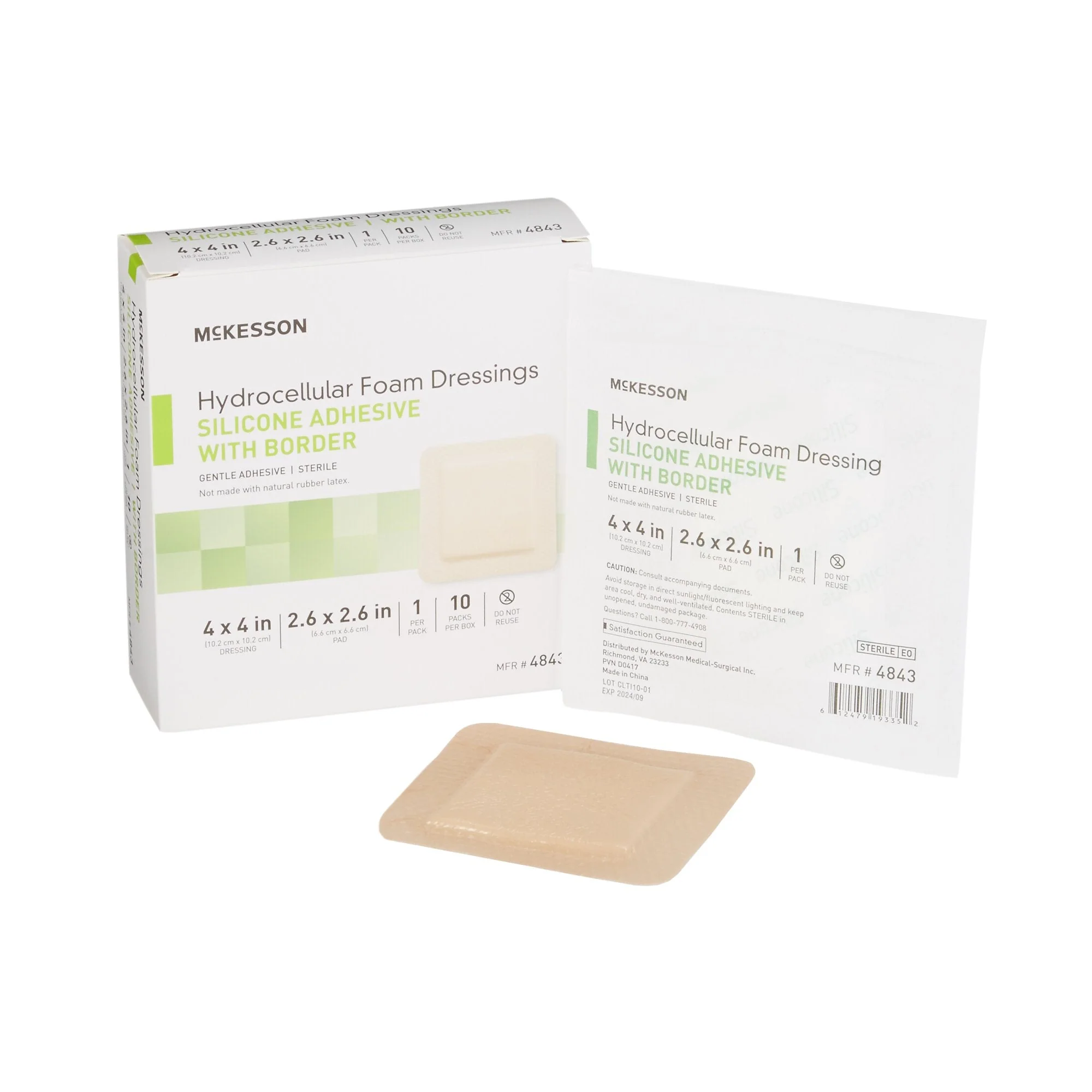McKesson Brand McKesson Silicone Adhesive with Border Silicone Foam Dressing, 4 x 4 Inch (200/CS)