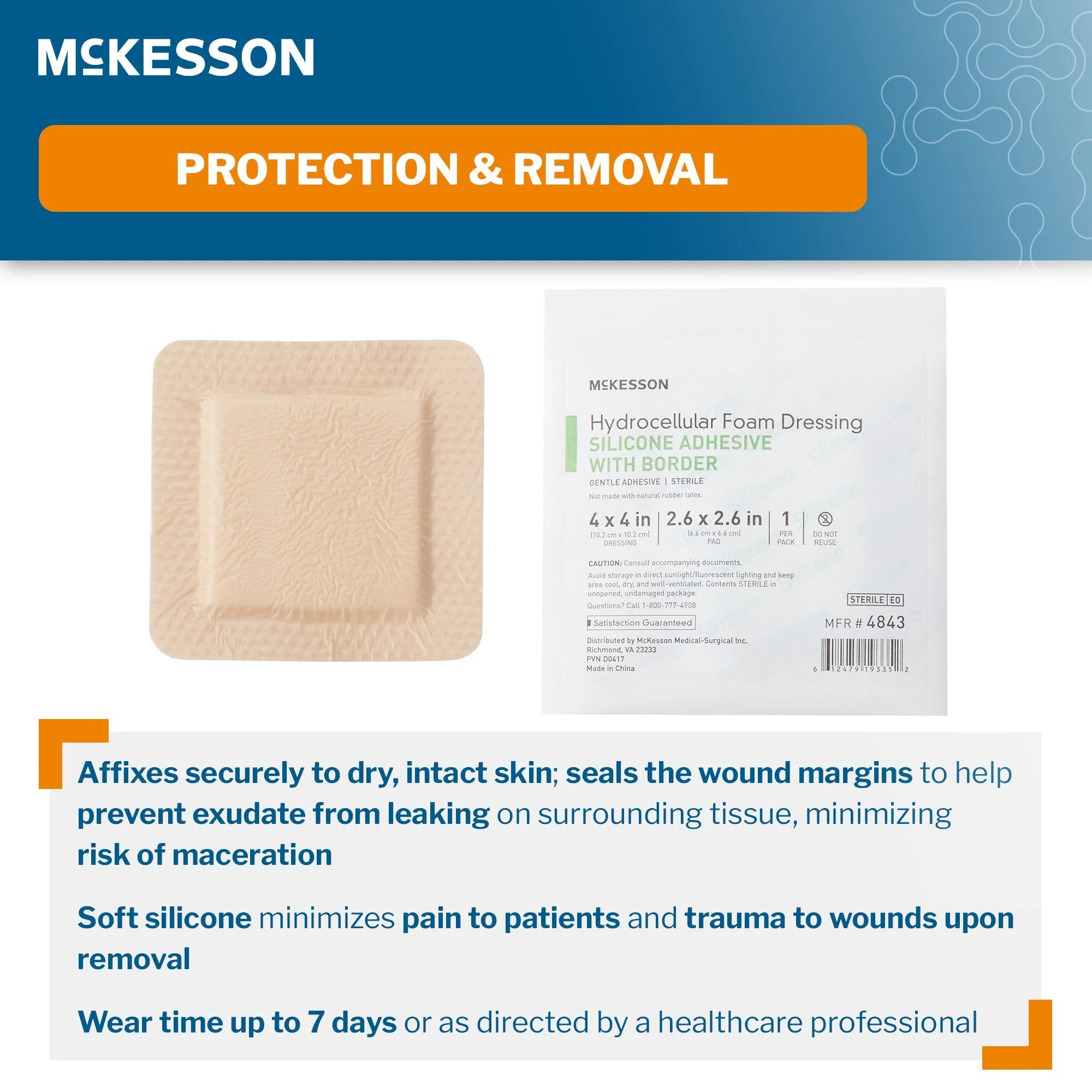 McKesson Brand McKesson Silicone Adhesive with Border Silicone Foam Dressing, 4 x 4 Inch (200/CS) - Image 3