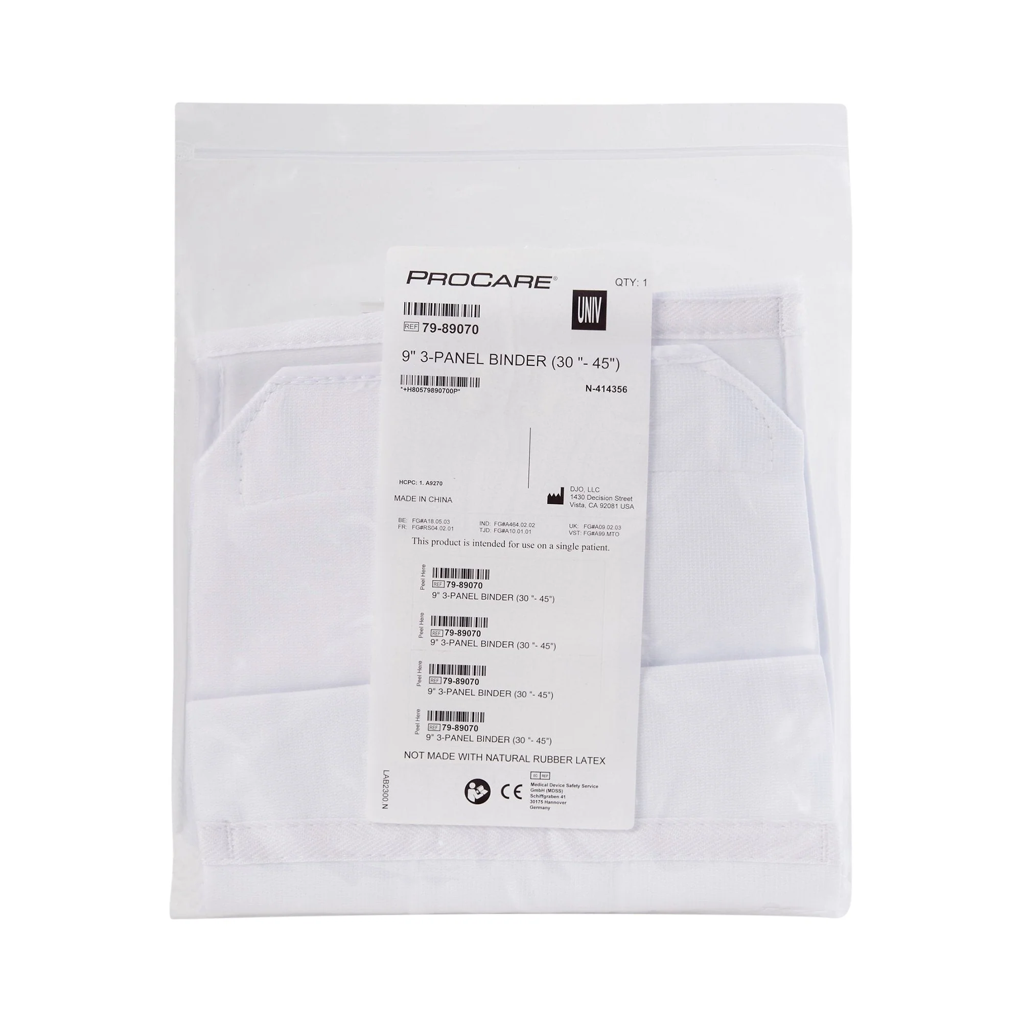 DJO Procare 3-Panel Abdominal Support, One Size Fits Most, 9-Inch Height - Image 2