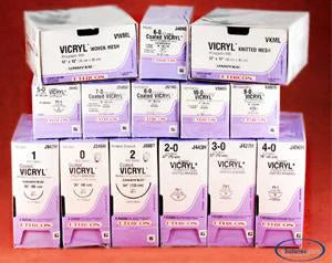 Absorbable Suture with Needle Coated Vicryl Polyglactin 910 TG160-8 1/2 Circle Spatula Needle Size 8-0 Braided