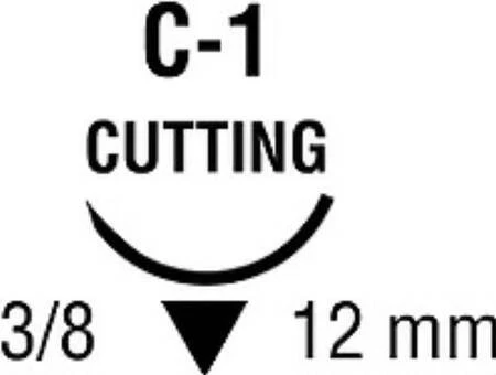 Absorbable Suture with Needle Covidien Mild Chromic Gut C-1 3/8 Circle Taper Cutting Needle Size 6-0 Monofilament
