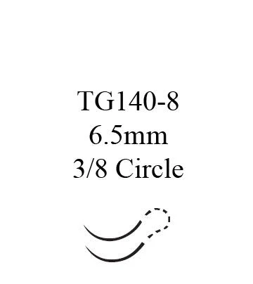 Absorbable Suture with Needle GUT PLAIN Plain Gut TG140-8 3/8 Circle Spatula Needle Size 6-0 Monofilament