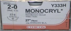 Absorbable Suture with Needle Monocryl Poliglecaprone CT-2 1/2 Circle Taper Point Needle Size 2-0 Monofilament