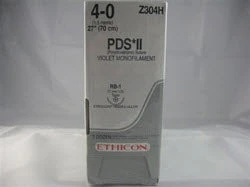 Absorbable Suture with Needle PDS II Polydioxanone RB-1 1/2 Circle Taper Point Needle Size 4-0 Monofilament
