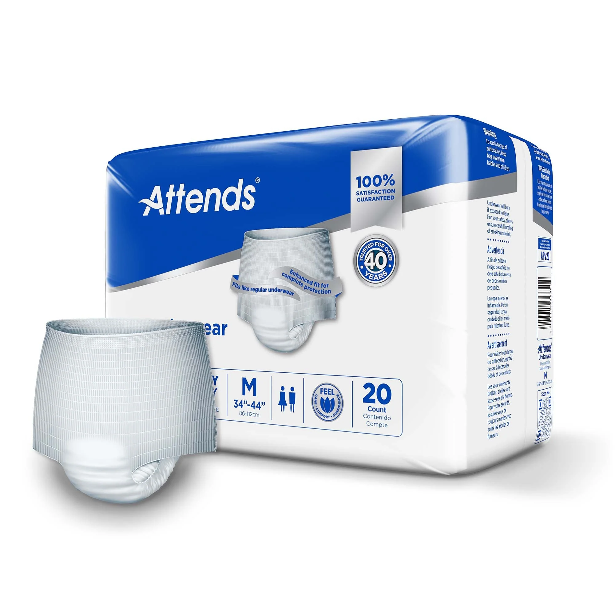 Attends Healthcare Products Attends Care Moderate Absorbent Underwear, Regular (80/CS) - Image 2
