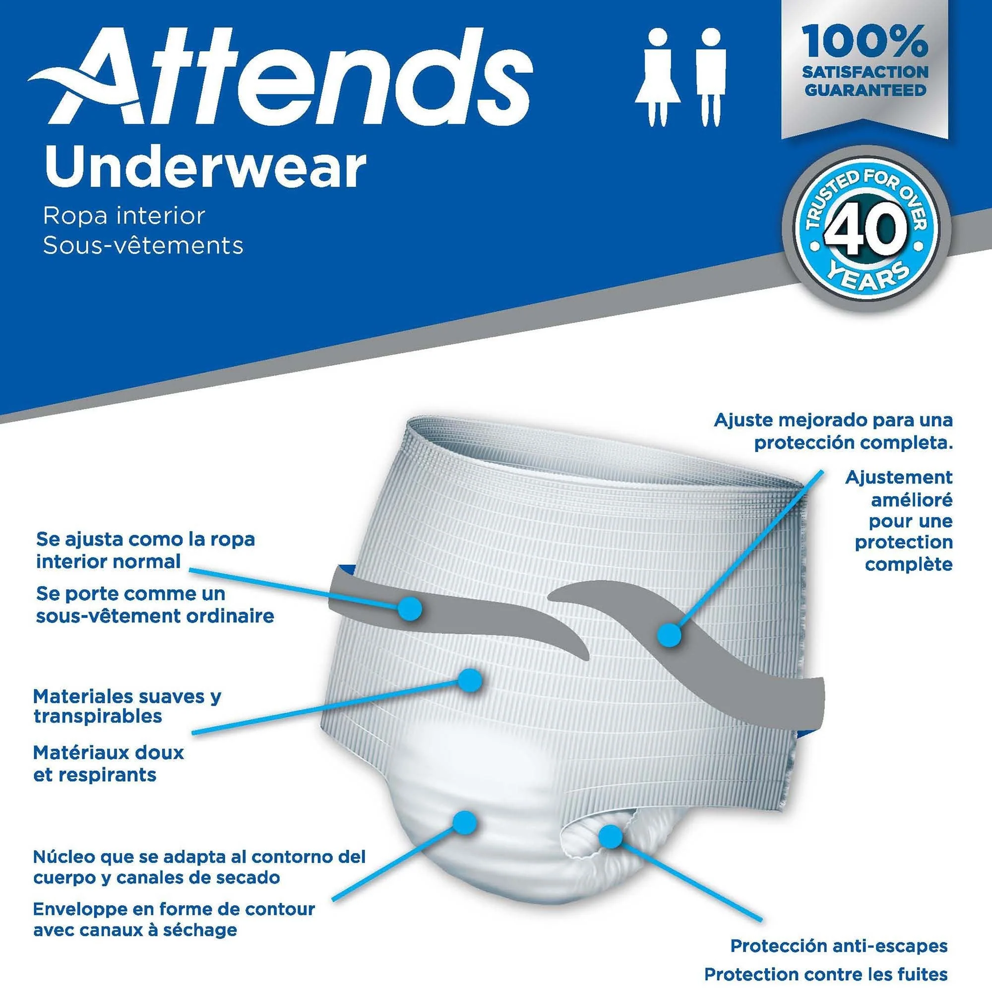 Attends Healthcare Products Attends Care Moderate Absorbent Underwear, Regular (80/CS) - Image 5