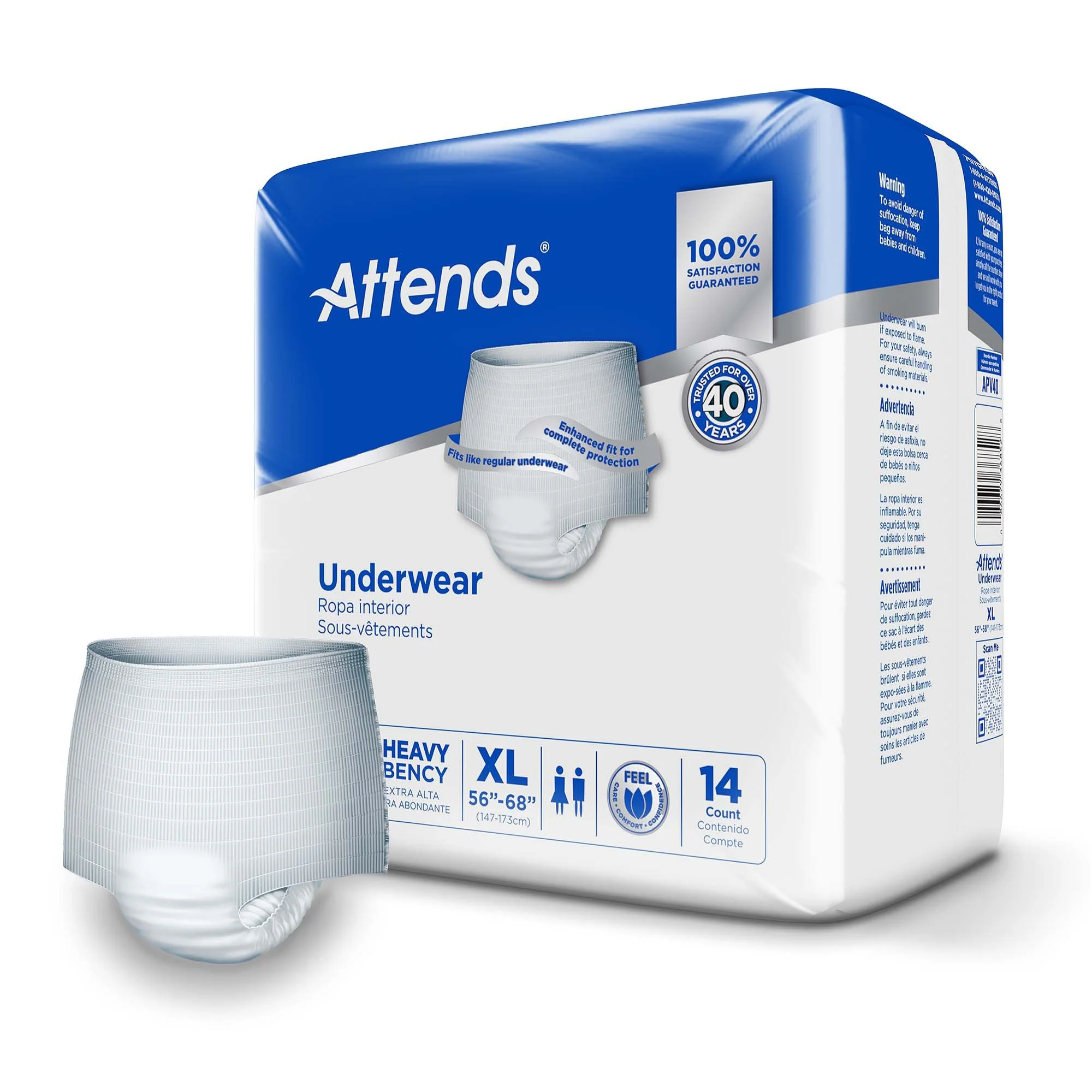 Attends Healthcare Products Attends Care Moderate Absorbent Underwear, Extra Large (56/CS) - Image 2