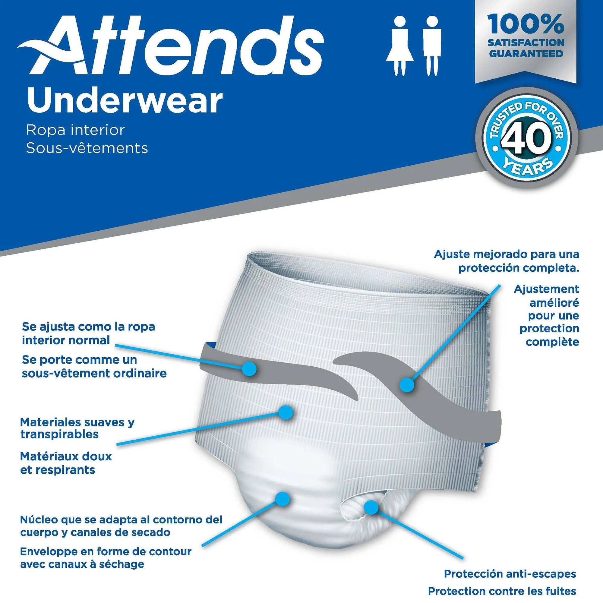 Attends Healthcare Products Attends Care Moderate Absorbent Underwear, Extra Large (56/CS) - Image 5