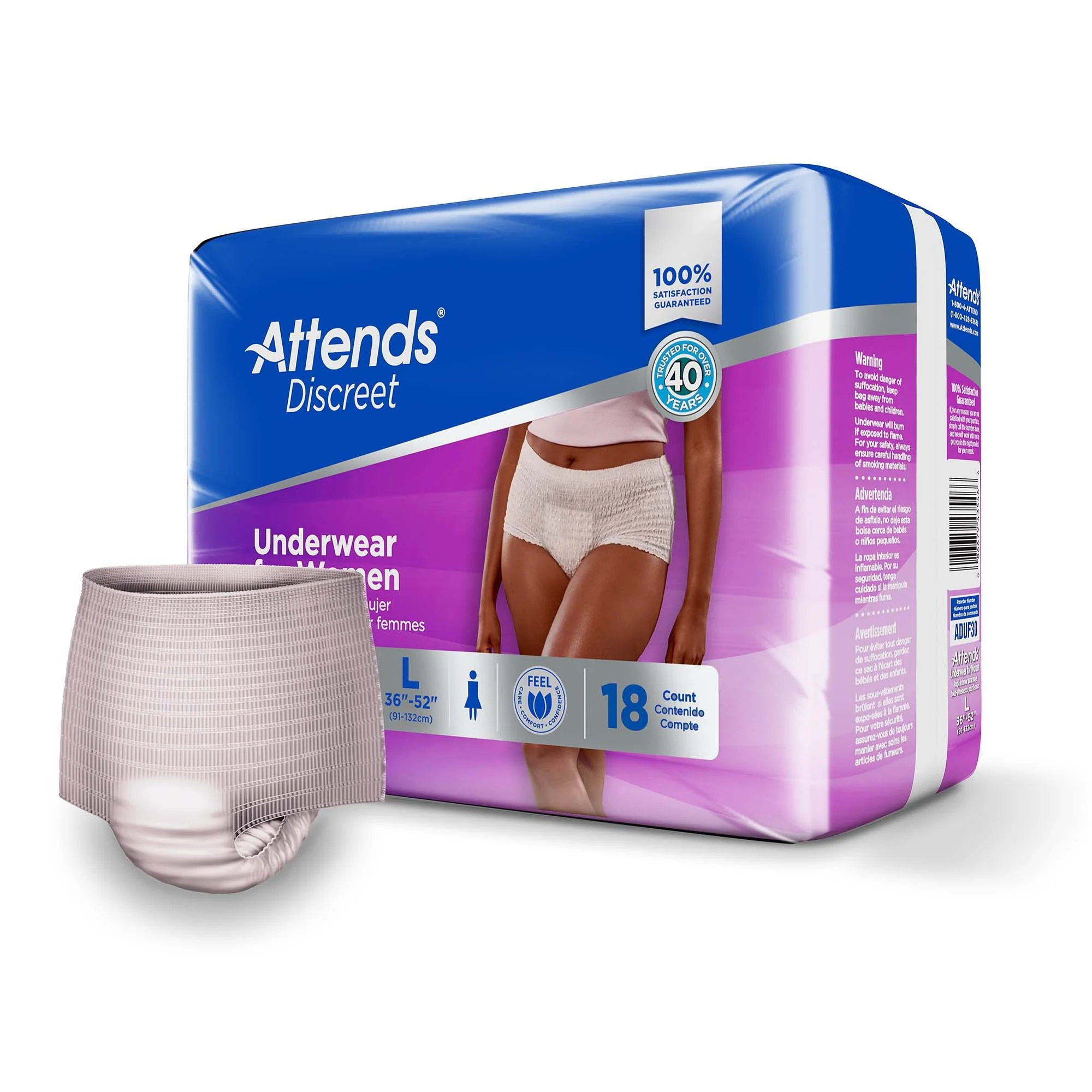 Attends Healthcare Products Attends Discreet Women's Underwear, Level 5, Large (72/CS) - Image 2
