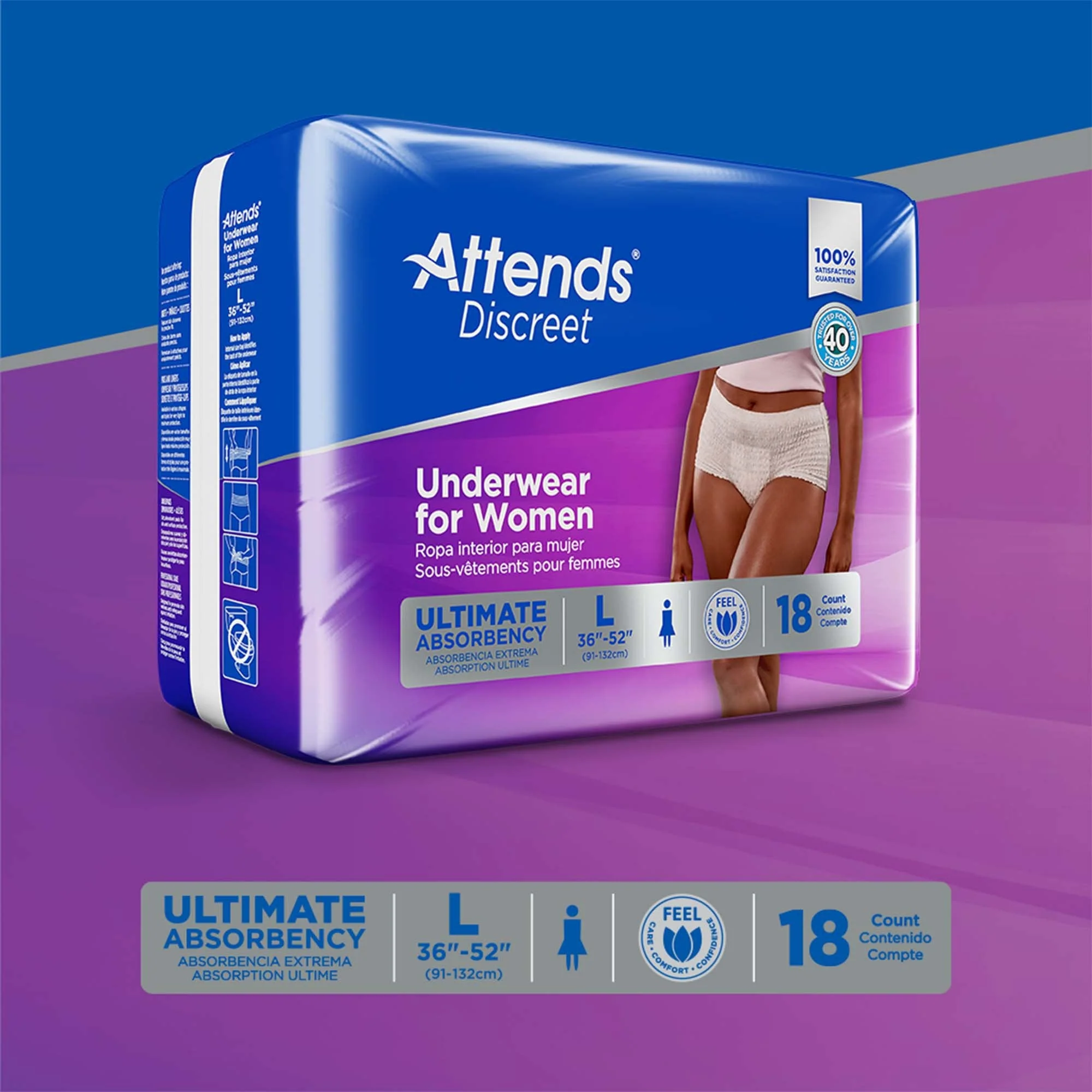 Attends Healthcare Products Attends Discreet Women's Underwear, Level 5, Large (72/CS) - Image 6
