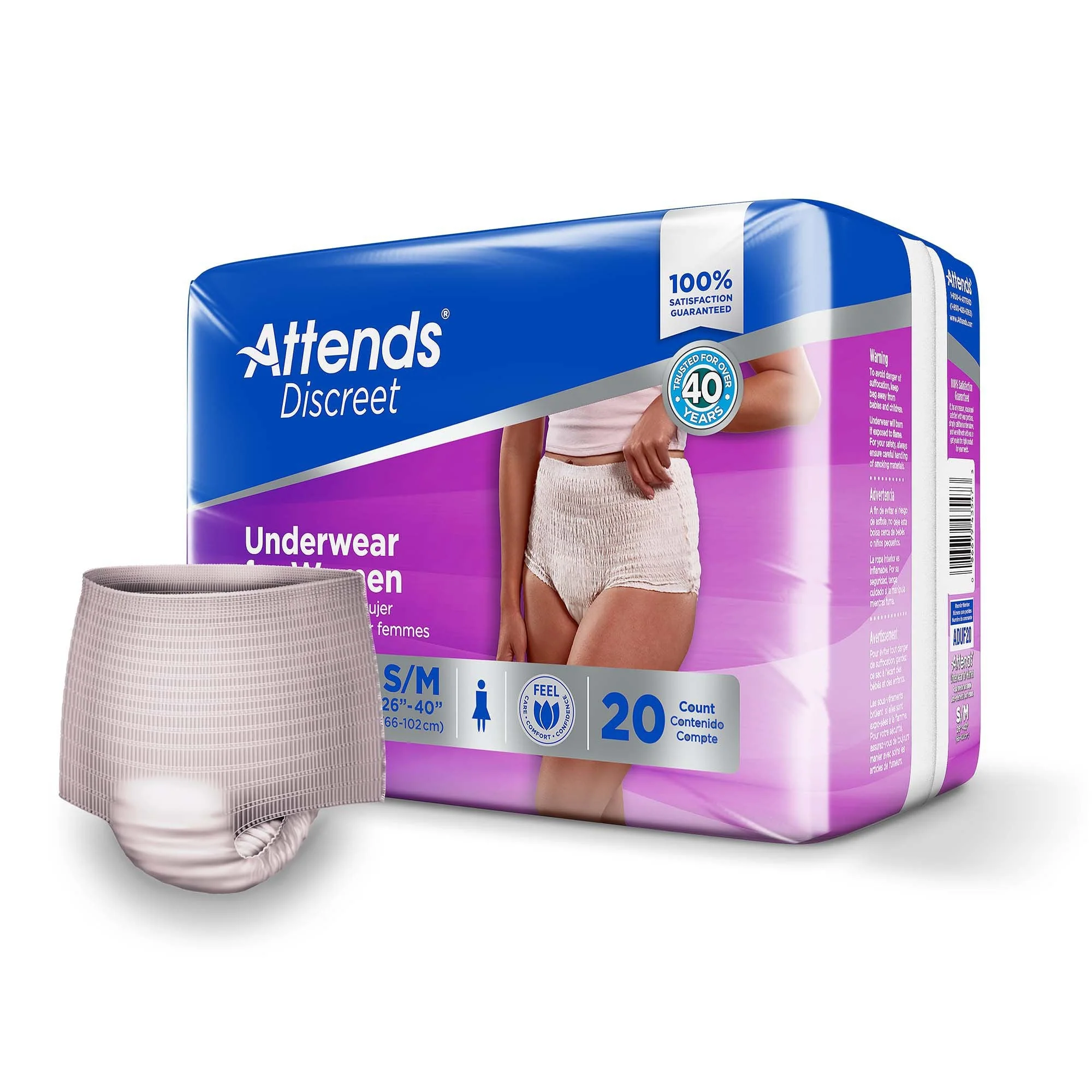 Attends Healthcare Products Attends Discreet Women's Underwear, Level 5, Medium (80/CS) - Image 2