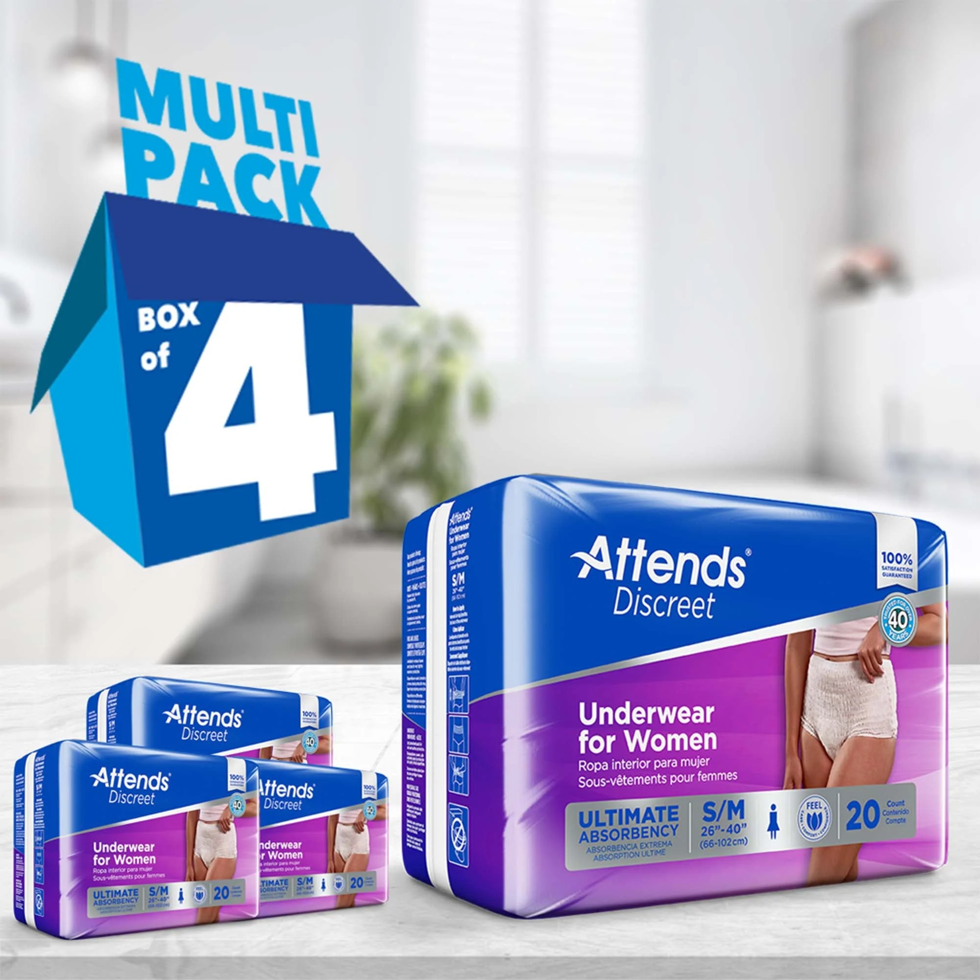 Attends Healthcare Products Attends Discreet Women's Underwear, Level 5, Medium (80/CS) - Image 7