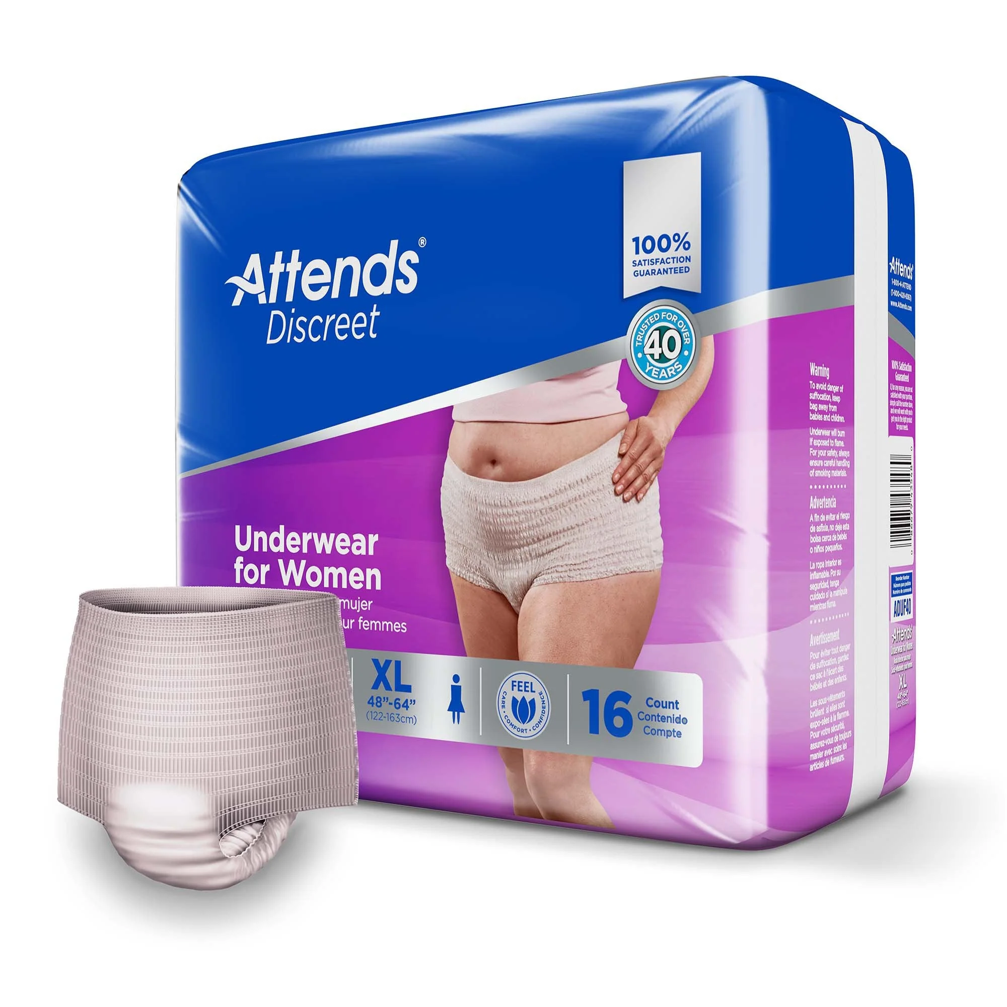 Attends Healthcare Products Attends Discreet Women's Underwear, Level 5, X-Large (64/CS) - Image 2