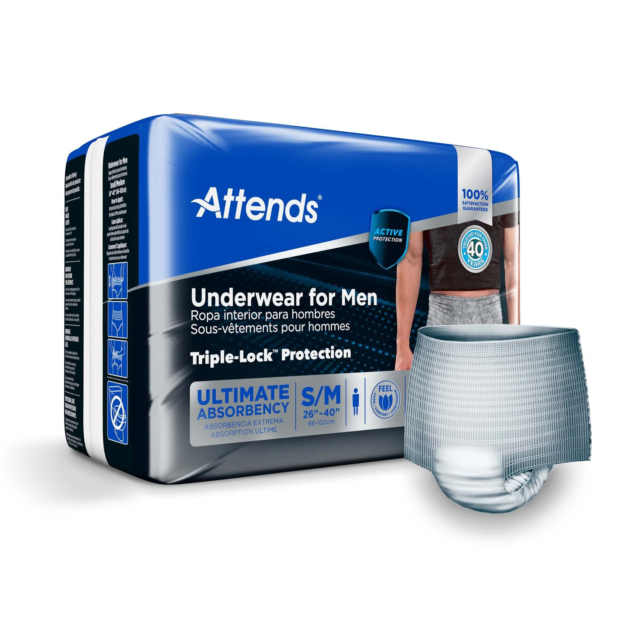 Attends Healthcare Products Attends Discreet Men's Underwear, Level 5, Small / Medium (80/CS)