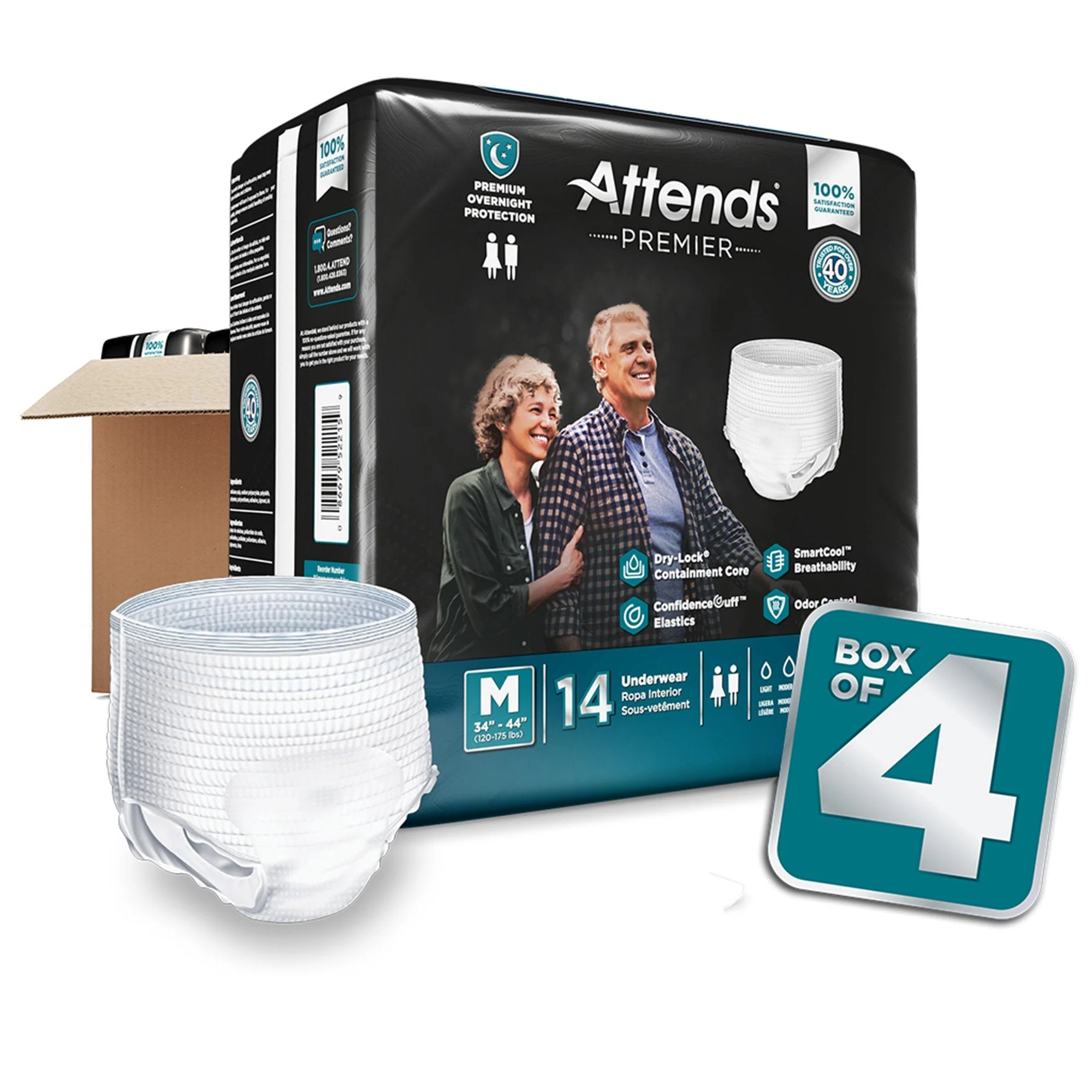 Attends Healthcare Products Attends Premier Underwear, Heavy Absorbency, Medium, 34 to 44 Inch Waist/Hip (56/CS) - Image 6