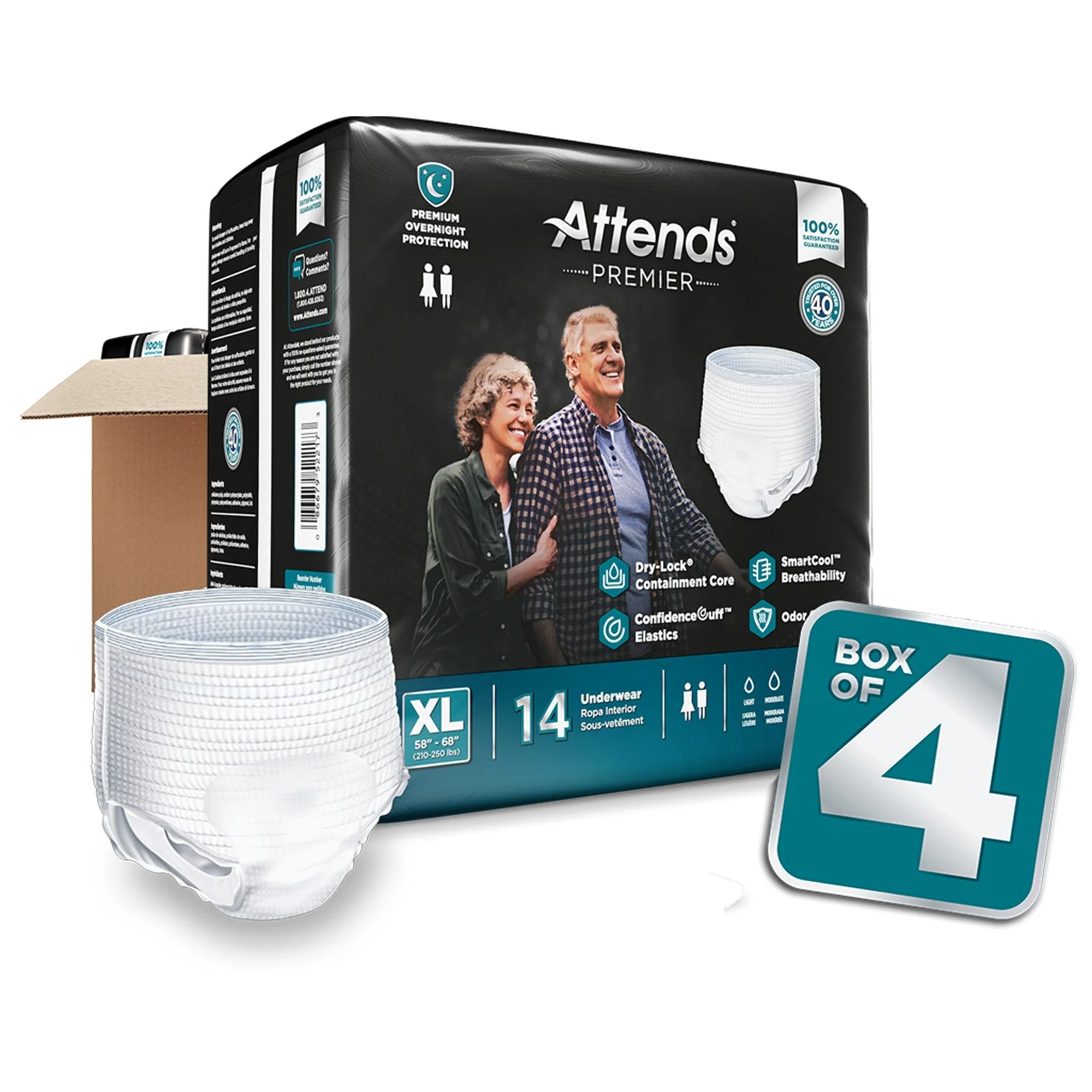 Attends Healthcare Products Attends Premier Underwear, Heavy Absorbency, X-Large, 58 – 68 Inch Waist/Hip (56/CS) - Image 6