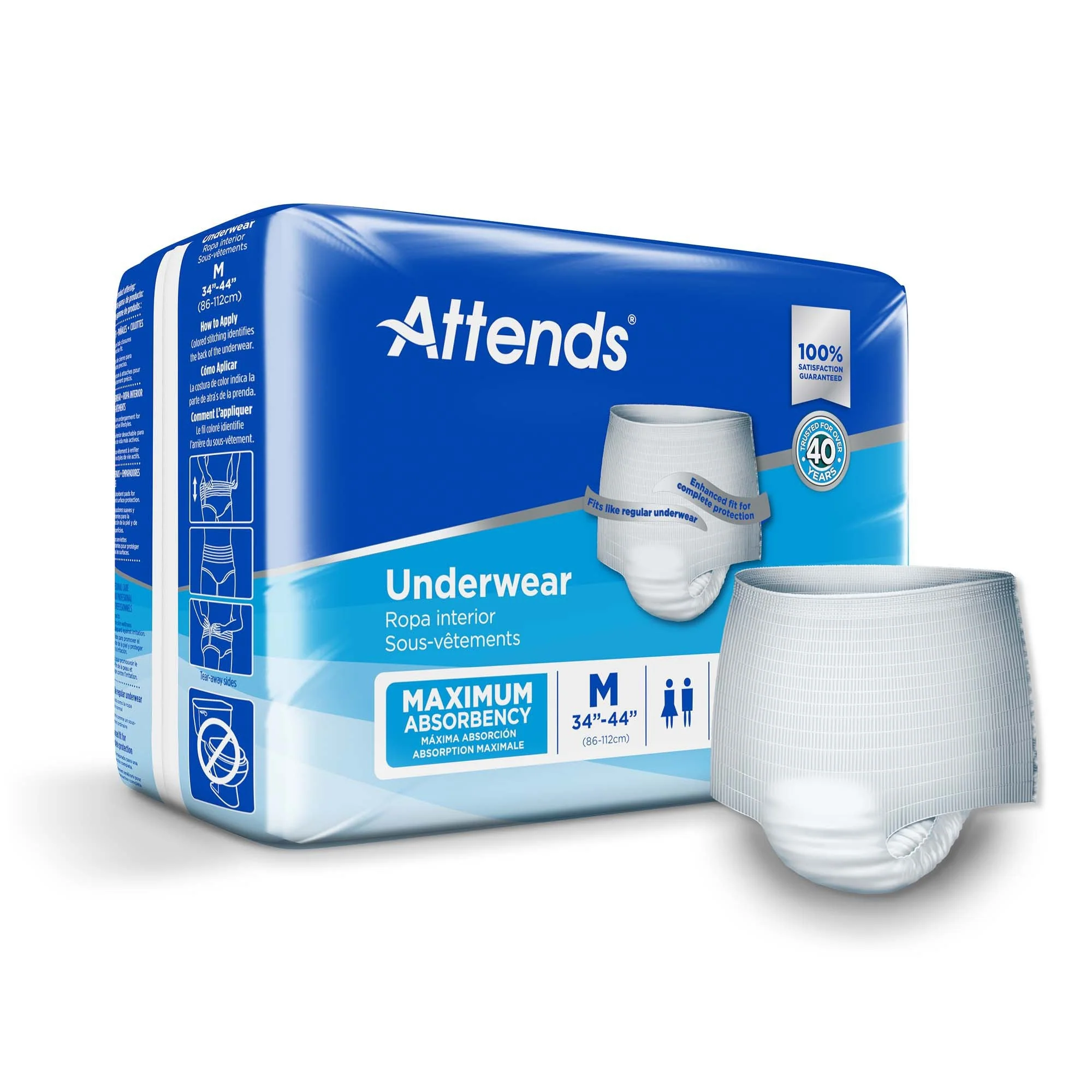 Attends Healthcare Products Attends Extra Absorbency Underwear, Medium (4/CS)