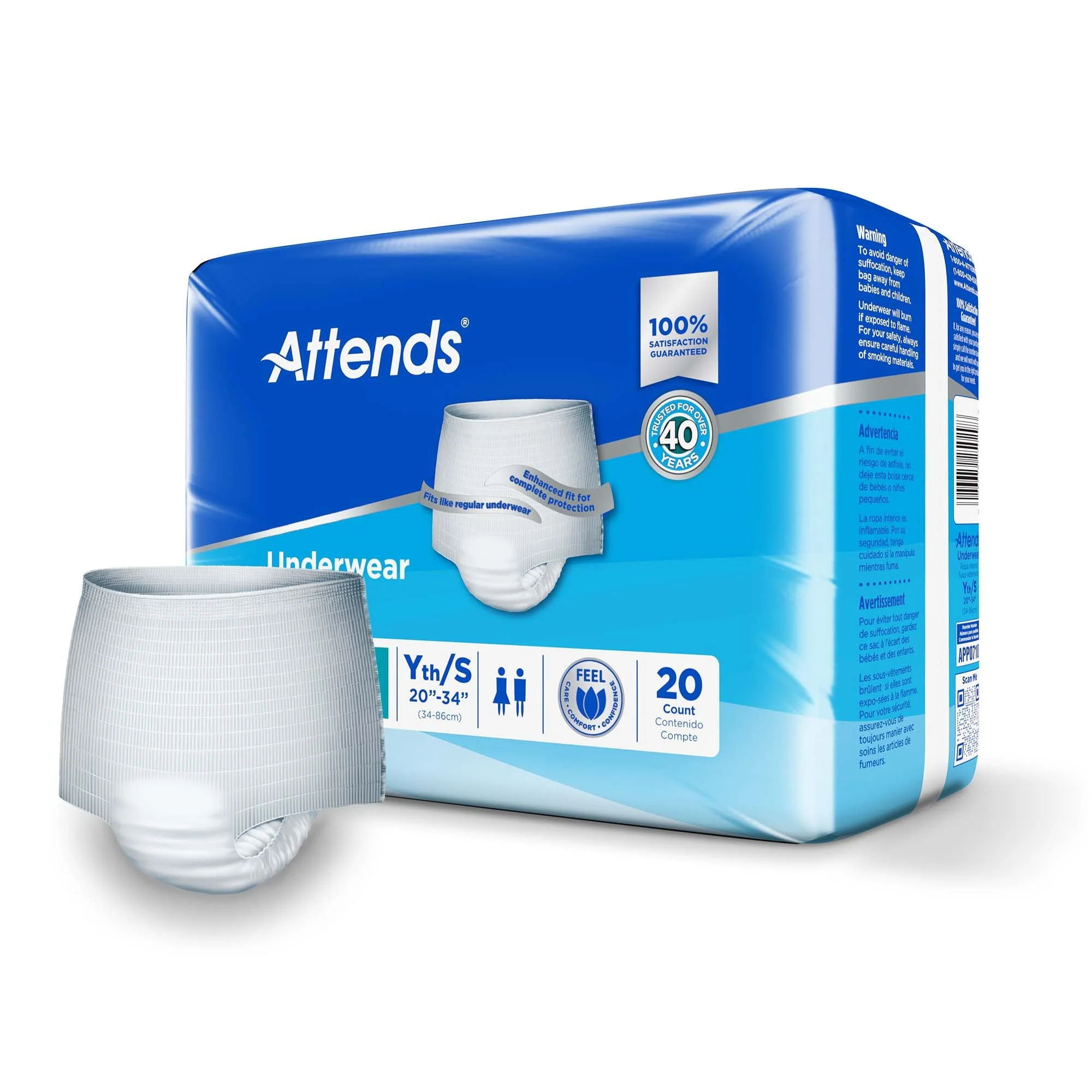Attends Healthcare Products Attends Advanced Underwear, Youth / Small (80/CS) - Image 2