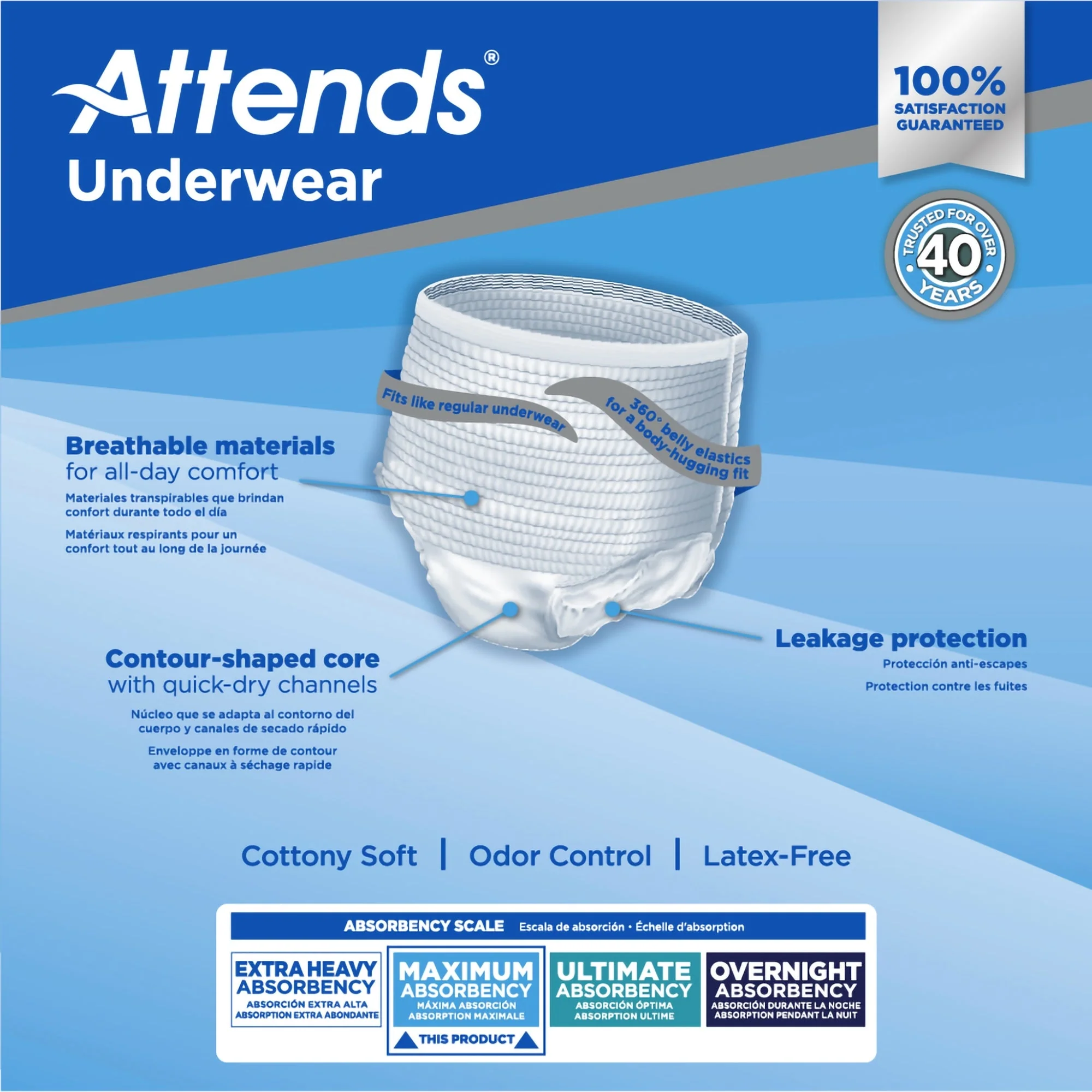 Attends Healthcare Products Attends Maximum Absorbent Underwear, X-Large (100/CS) - Image 2