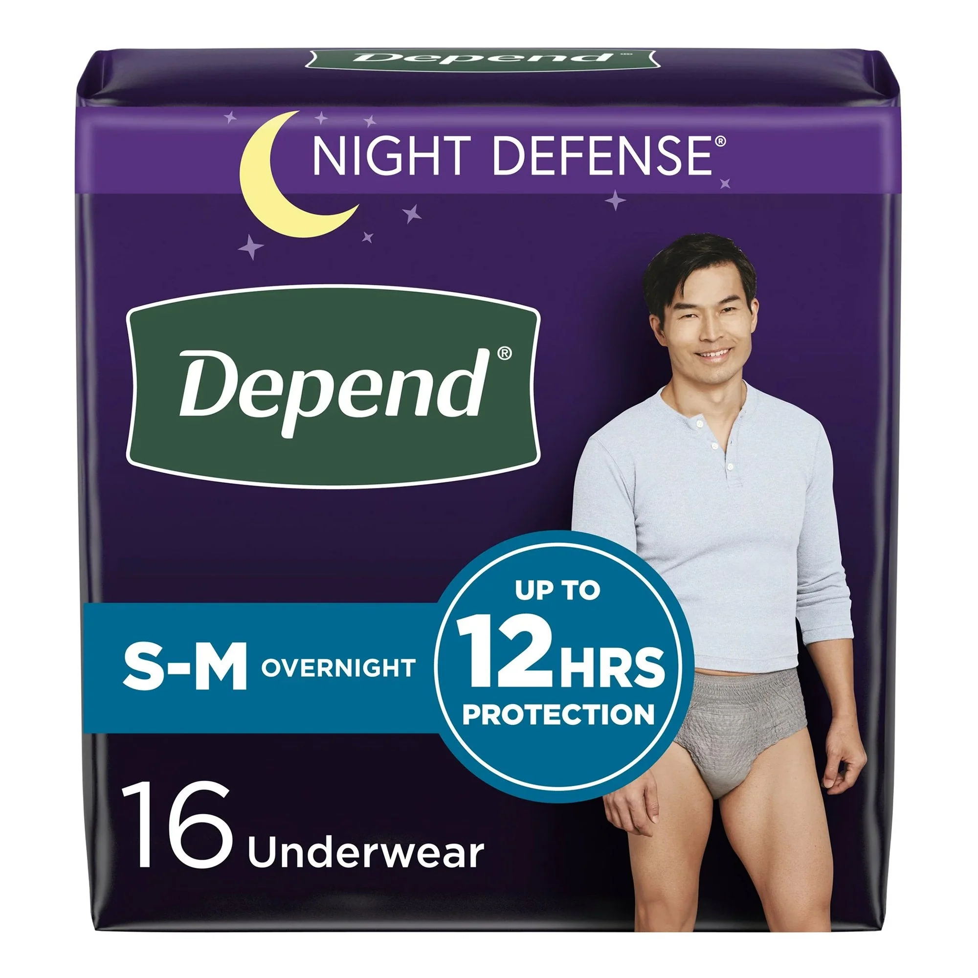 Kimberly Clark Depend Night Defense Absorbent Underwear for Men, Small/Medium (64/CS)