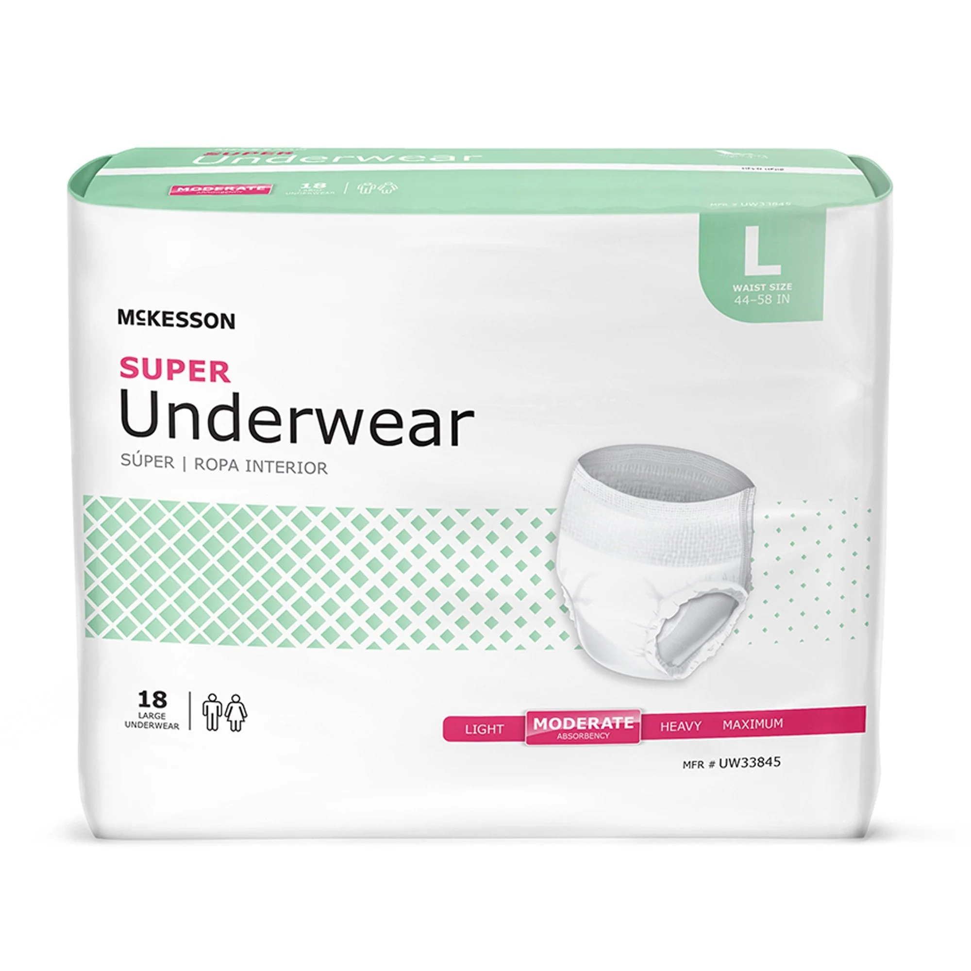 McKesson Brand McKesson Super Moderate Absorbency Incontinence Underwear, Large (72/CS)