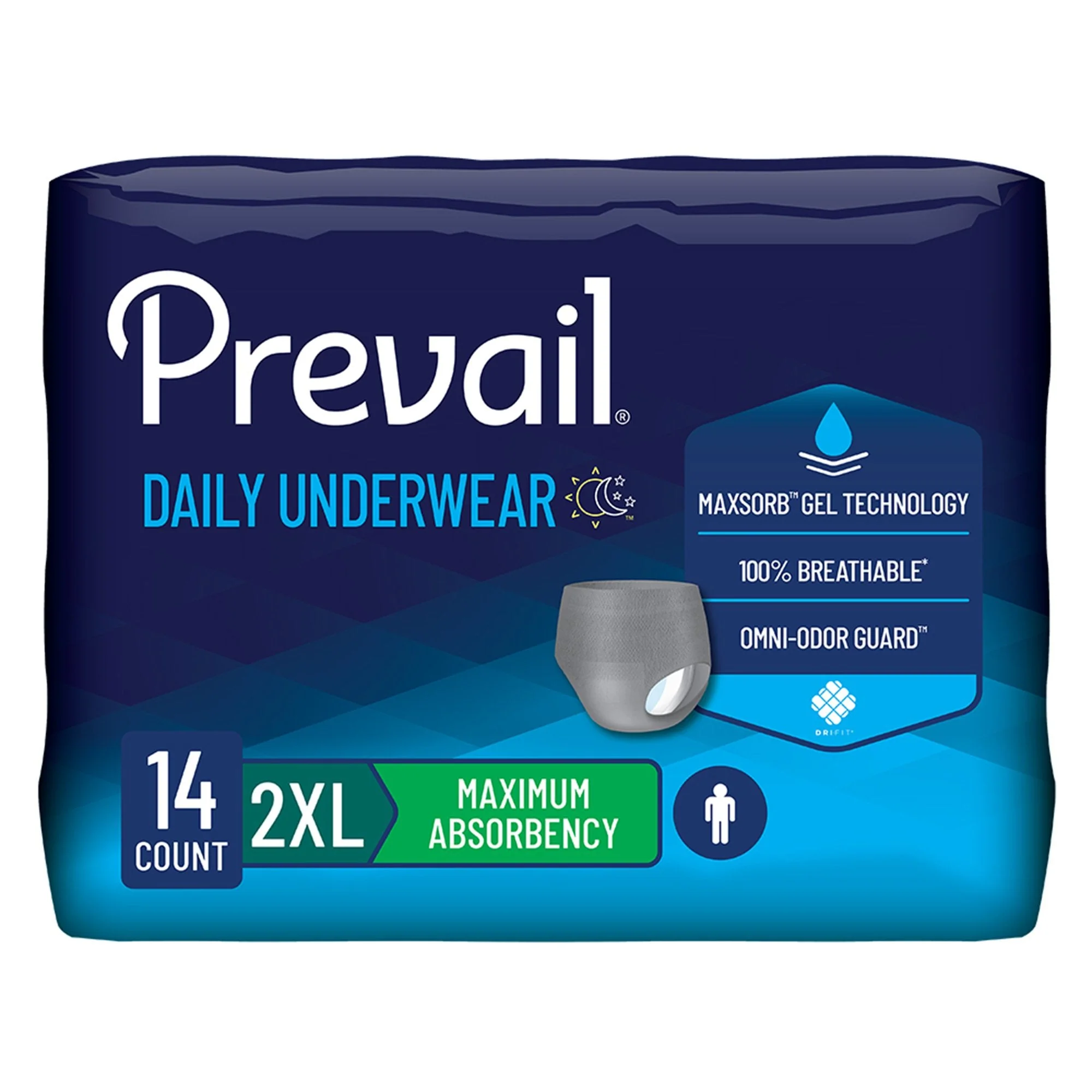 First Quality Products LLC Prevail Daily Underwear Maximum Absorbent Underwear, Extra Extra Large (56/CS)