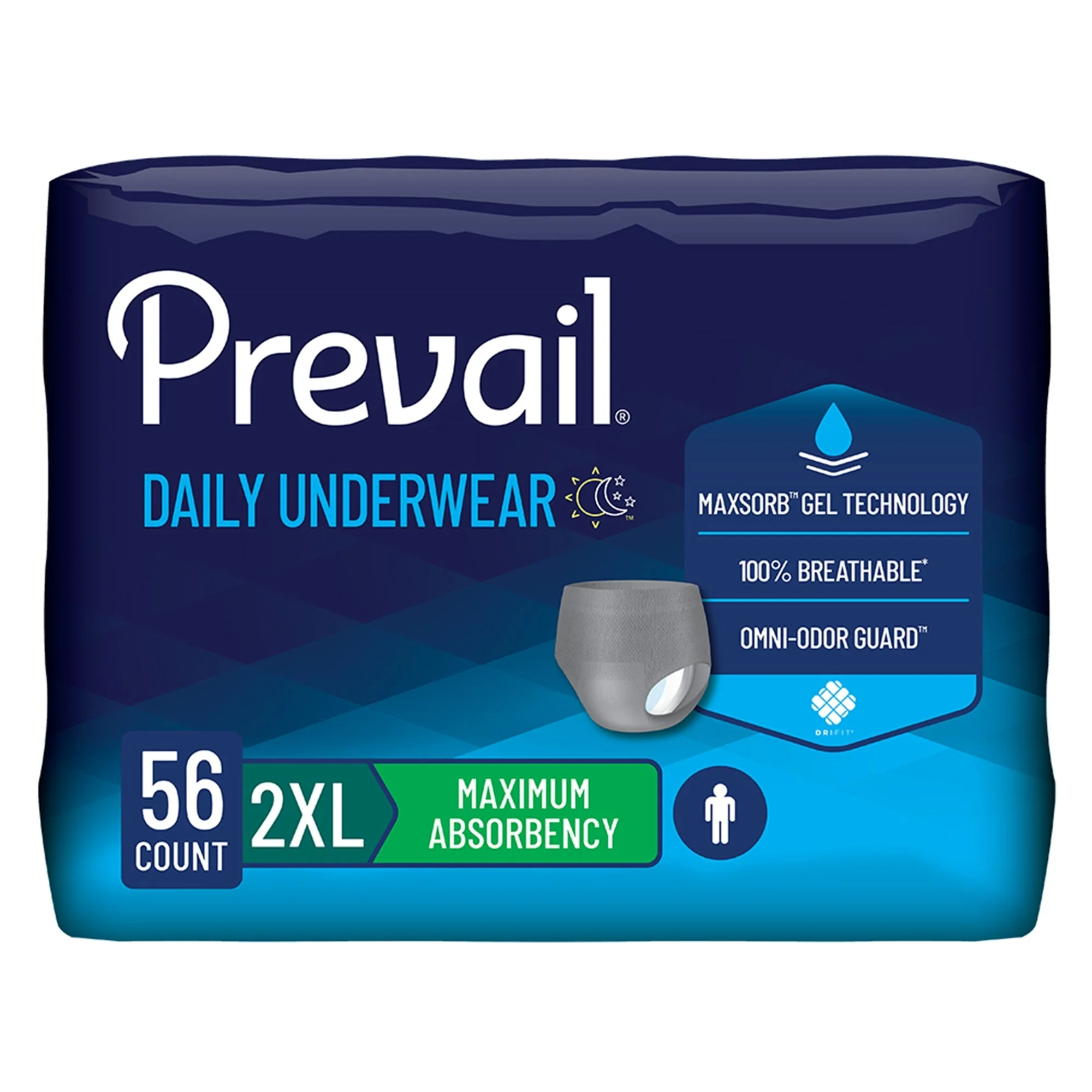 First Quality Products LLC Prevail Daily Underwear Maximum Absorbent Underwear, Extra Extra Large (56/CS) - Image 2