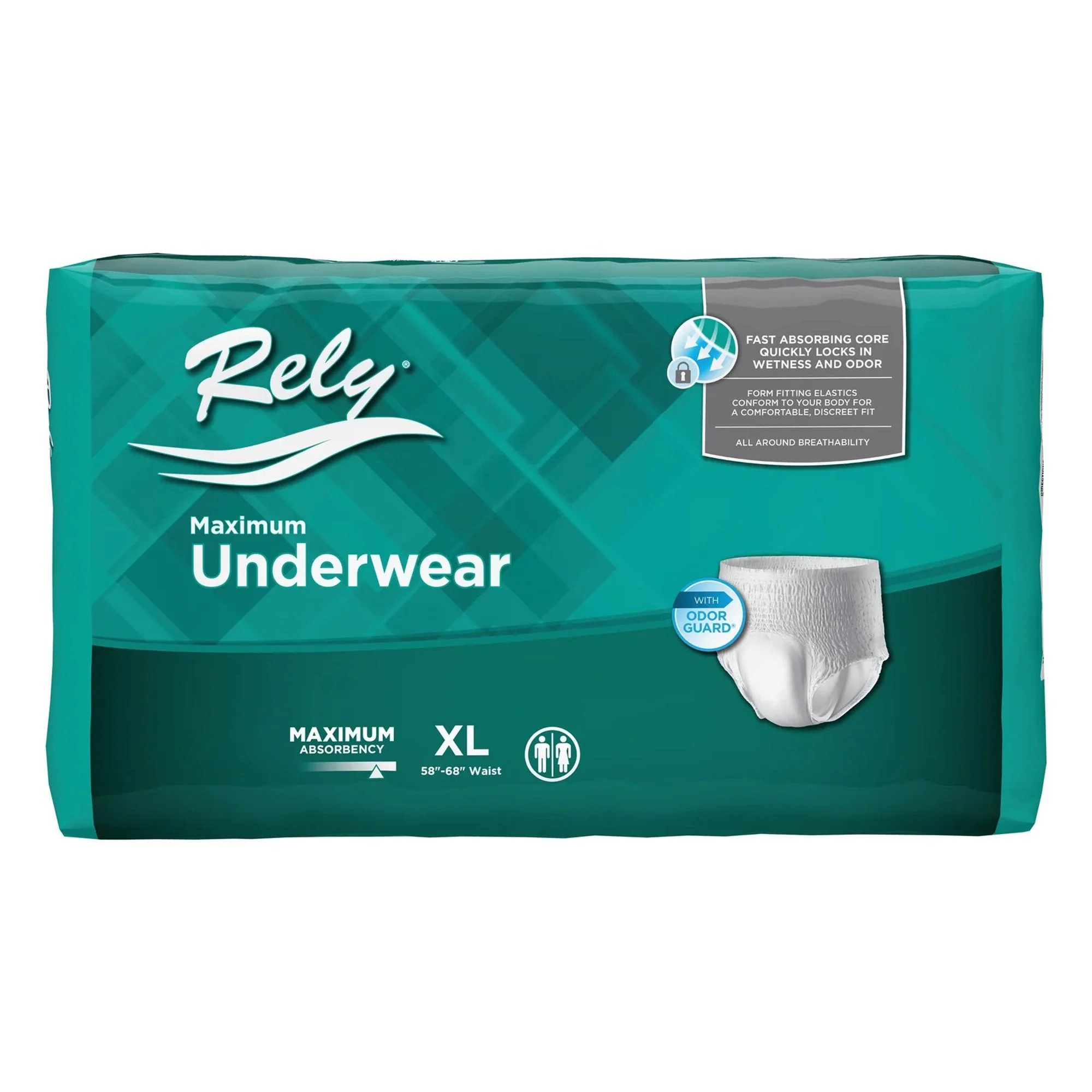 ActivStyle Inc Absorbent Underwear Rely Maximum Pull On with Tear Away Seams Adult X-Large Unisex Disposable Heavy Absorbency (80/CS)