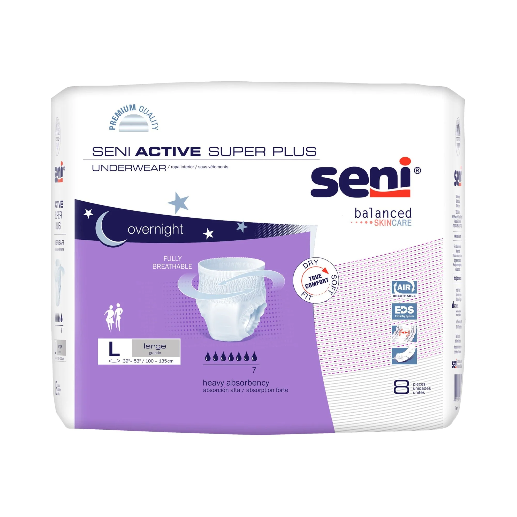 TZMO USA Inc Seni Active Super Plus Overnight Heavy Absorbent Underwear, Large (32/CS)