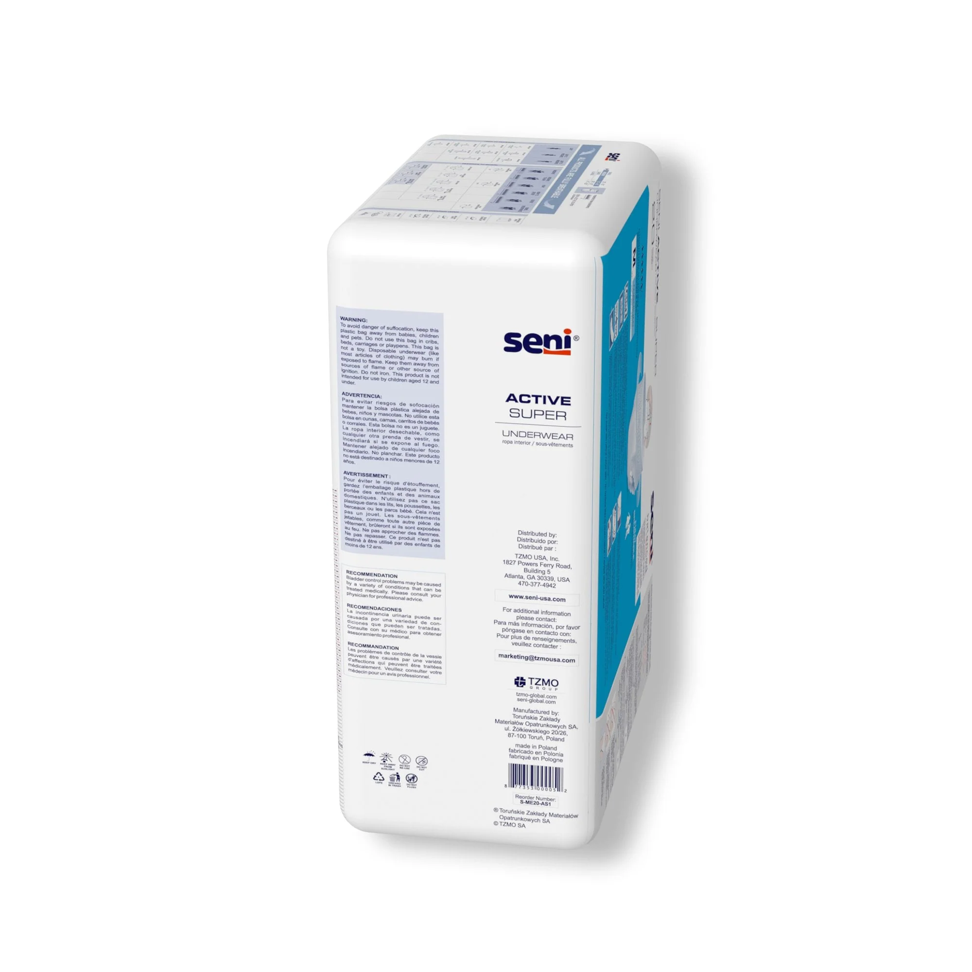 TZMO USA Inc Seni Active Super Moderate to Heavy Absorbent Underwear, Medium (80/CS) - Image 5