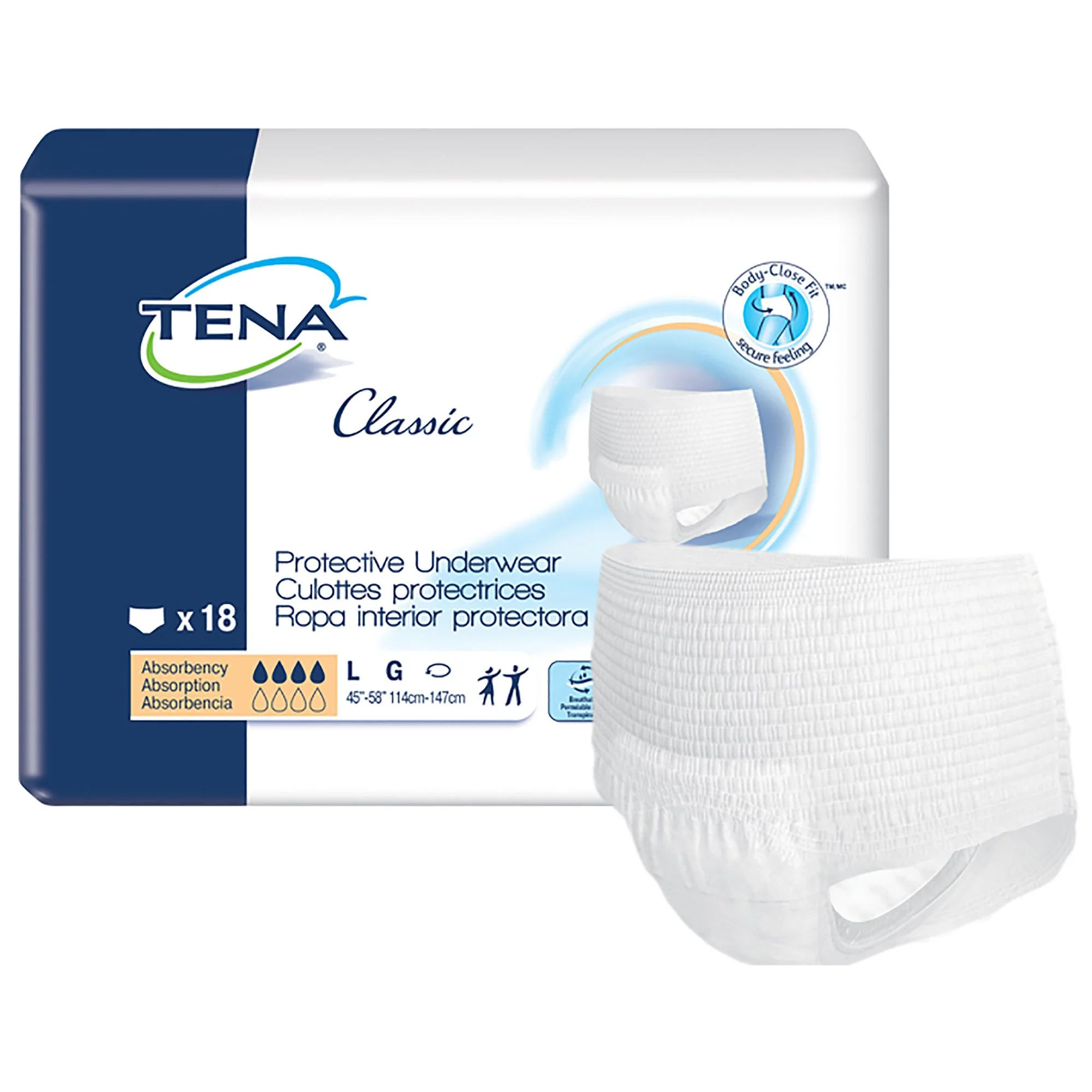 Essity HMS North America Inc Tena Classic Absorbent Underwear, Large (72/CS)