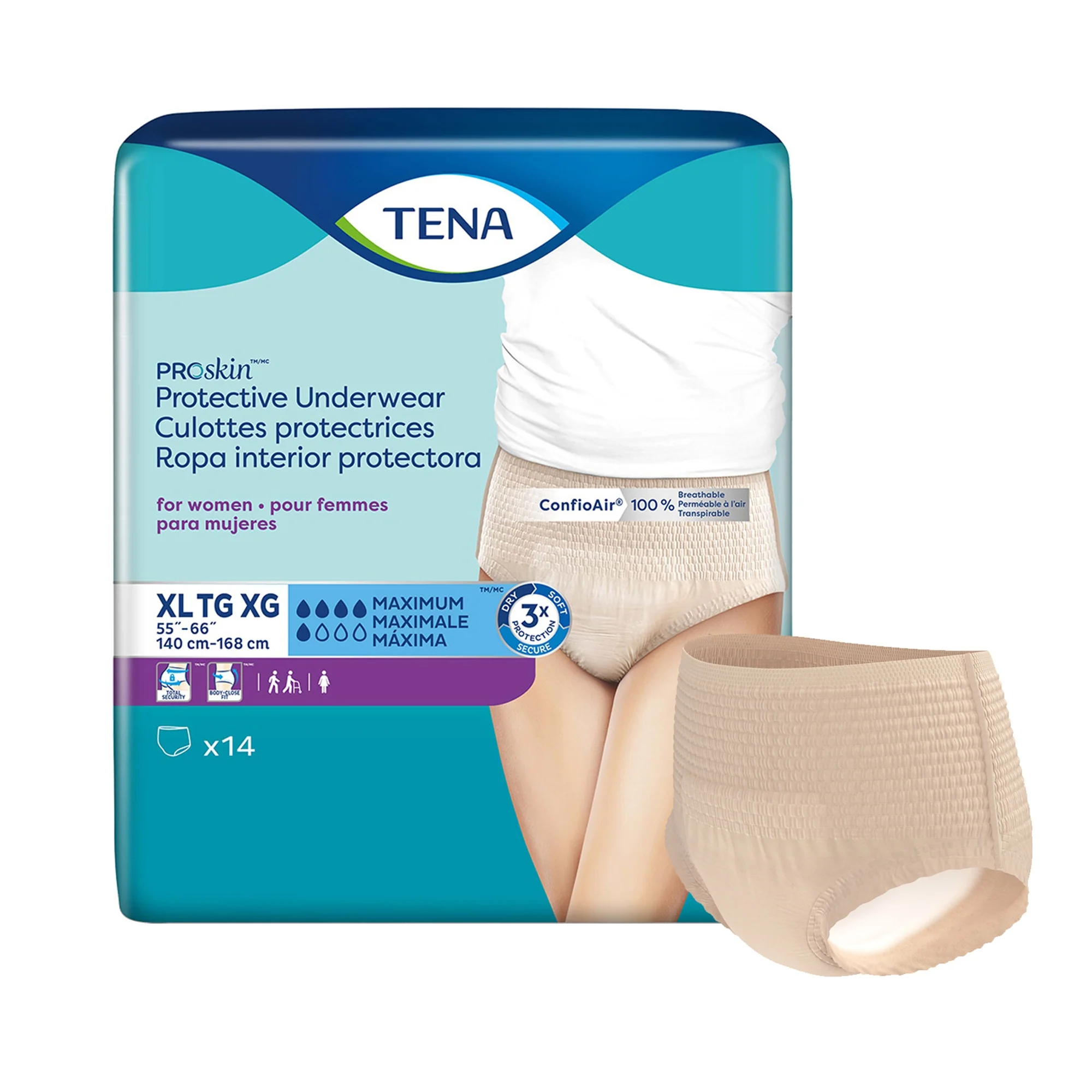 Essity HMS North America Inc Tena ProSkin Maximum Absorbent Underwear for Women, Extra Large (56/CS)