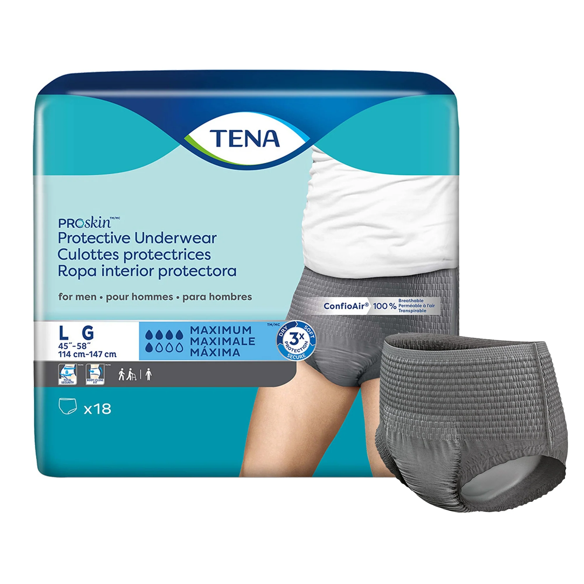 Essity HMS North America Inc Tena ProSkin Maximum Absorbent Underwear for Men, Large (72/CS)