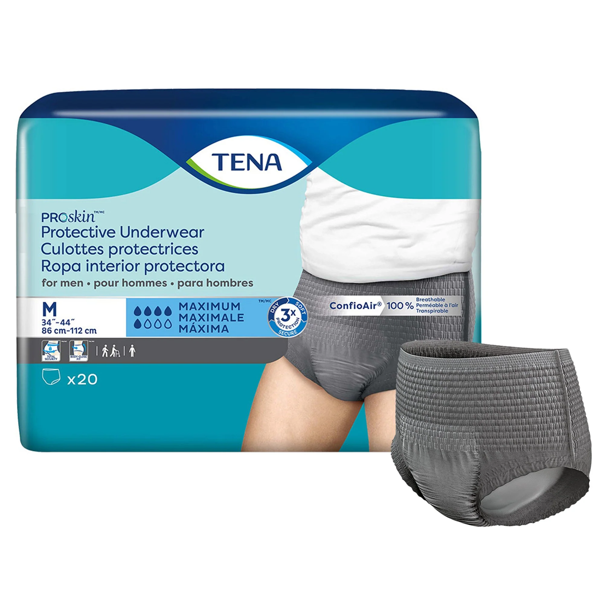Essity HMS North America Inc Tena ProSkin Maximum Absorbent Underwear for Men, Medium (80/CS)