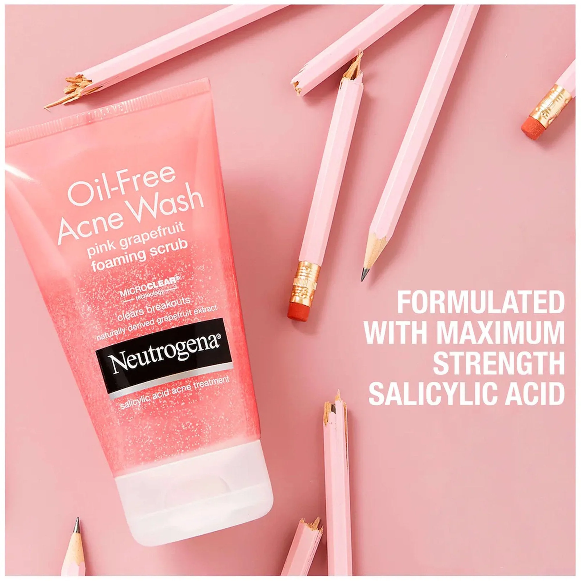 J & J Sales Neutrogena Oil-Free Acne Wash Pink Grapefruit Foaming Scrub, 4.2-ounce Tube - Image 3