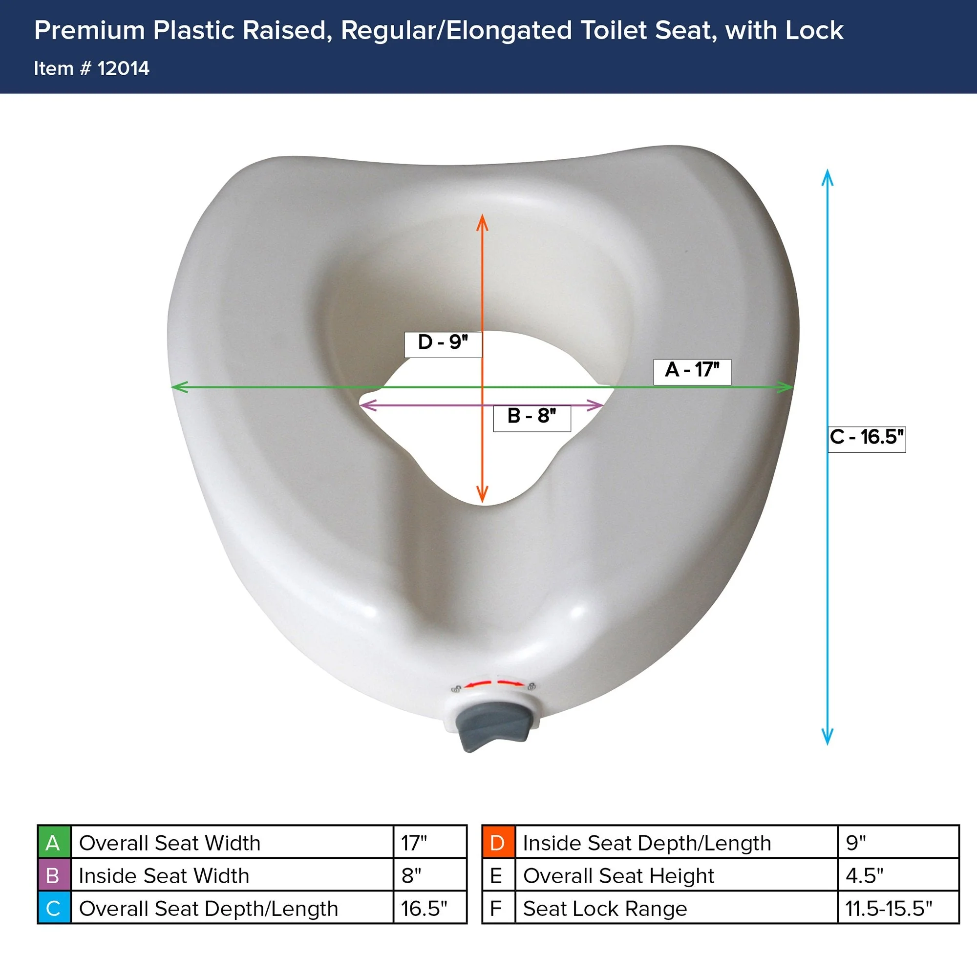 Drive DeVilbiss Healthcare drive Premium Raised Toilet Seat, 17 x 16.5 x 4.5 Inch - Image 2