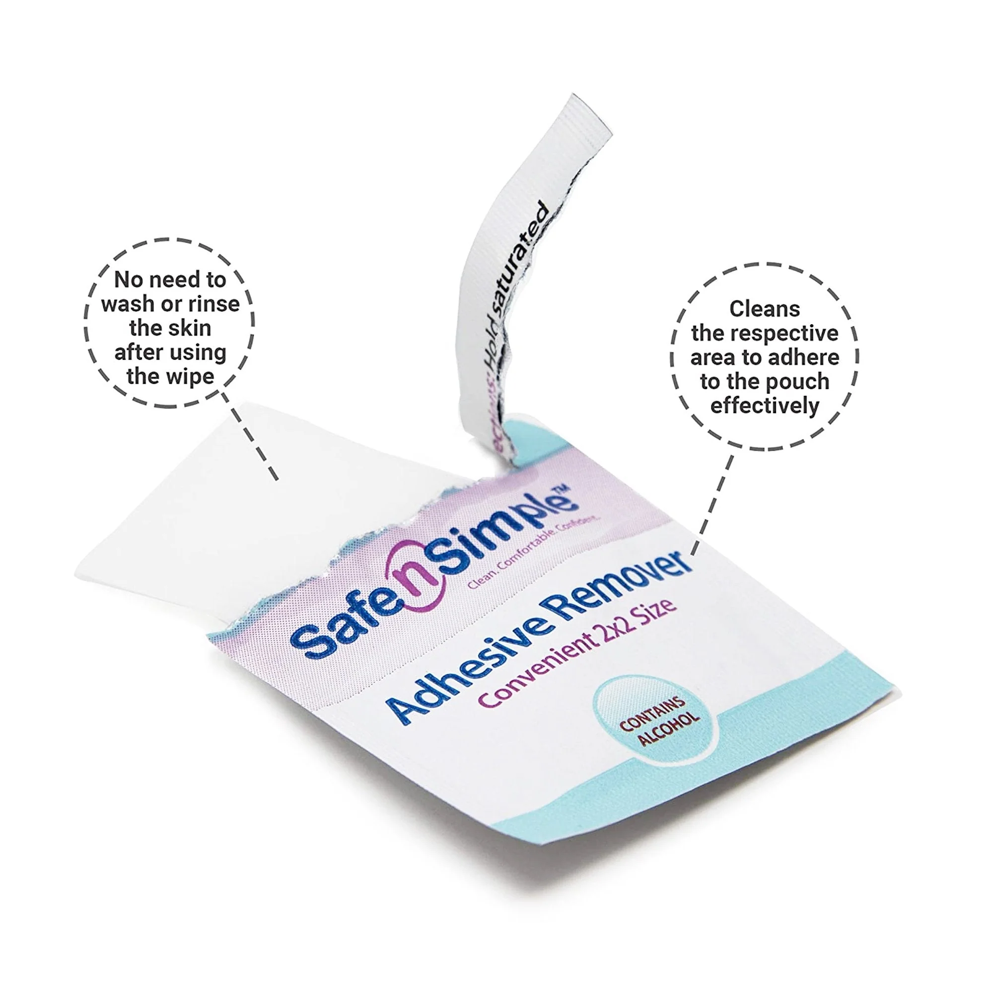 Safe N Simple Safe N Simple Adhesive Remover, 2 x 2 Inch Wipe (10000/CS) - Image 3