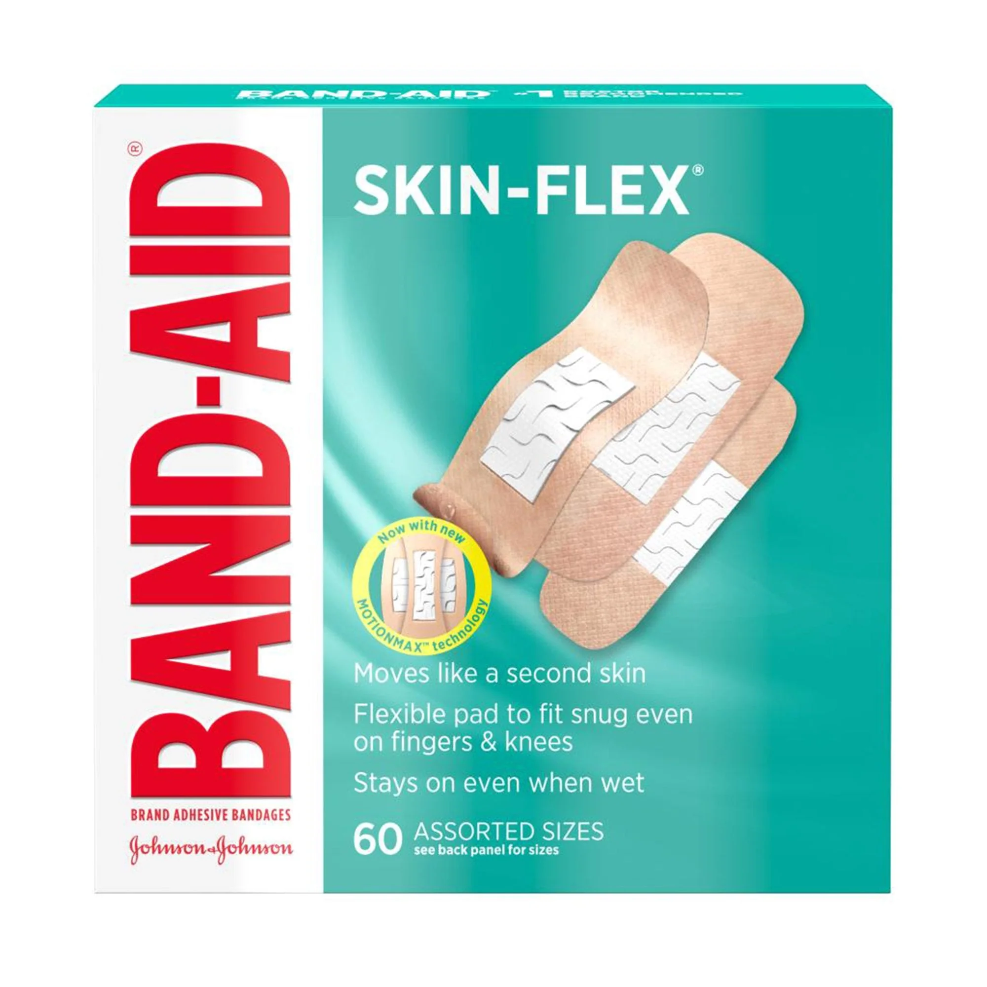 J & J Sales Band-Aid Skin-Flex Adhesive Strip, Assorted Sizes (60/BX)
