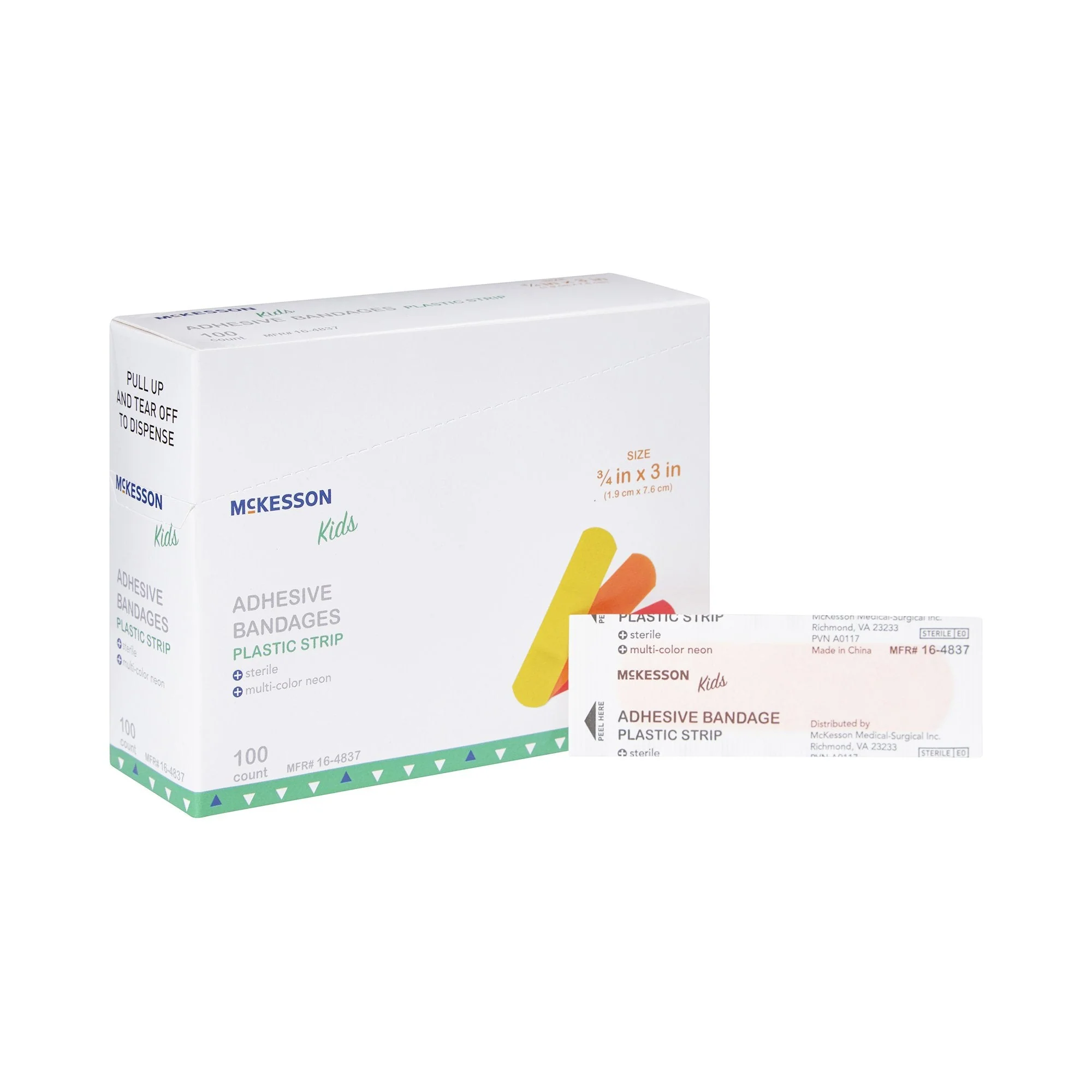 McKesson Brand McKesson Kids Neon Adhesive Strip, 3/4 x 3 Inch (2400/CS)