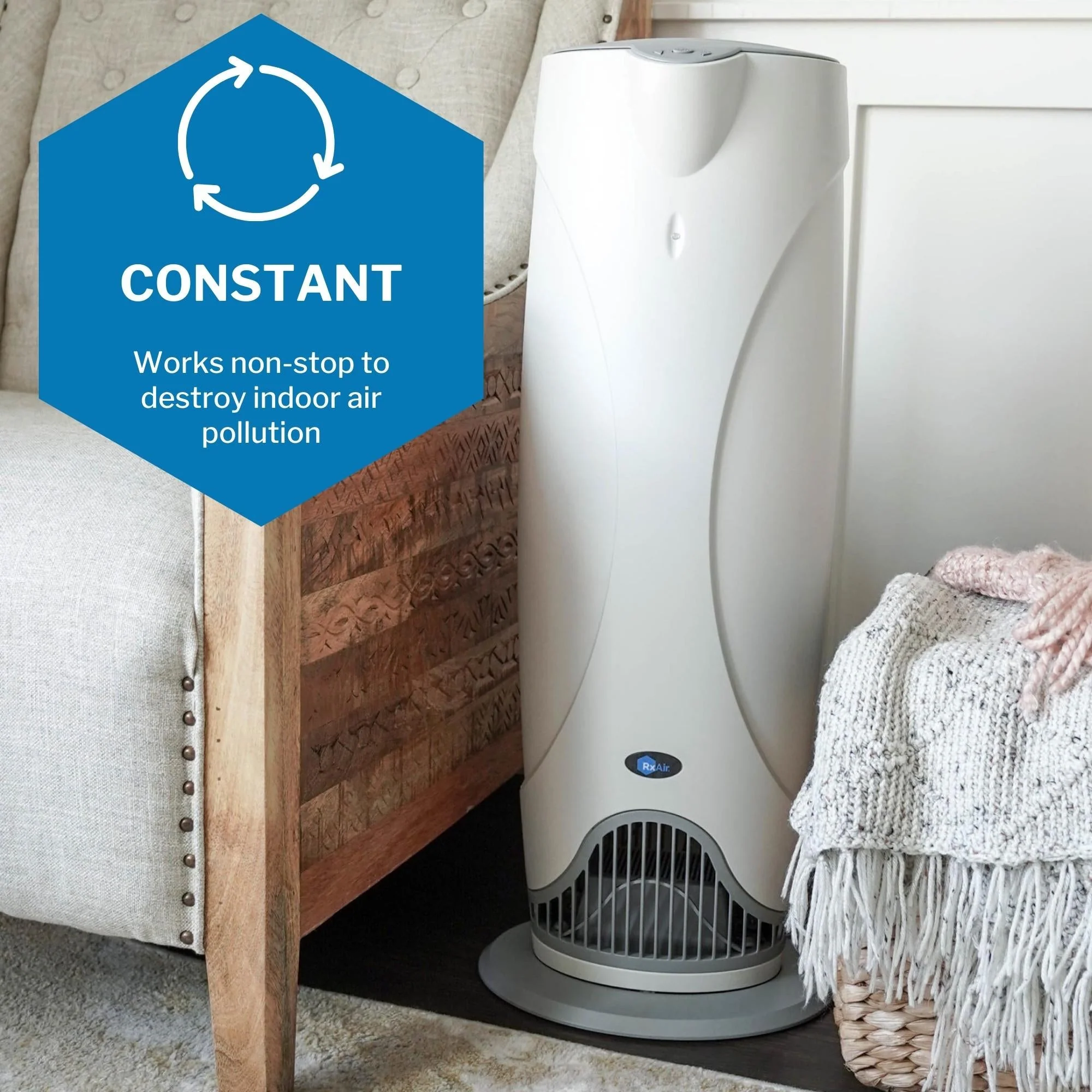 Vystar Corp Vystar RX-Air Purifier for Large Rooms, Filterless UV Purification - Image 4