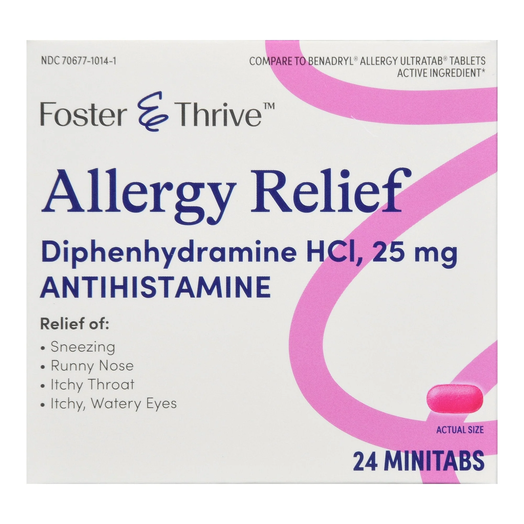 McKesson Brand Foster & Thrive Allergy Relief Diphenhydramine HCl 25 mg Minitabs (24/BX)