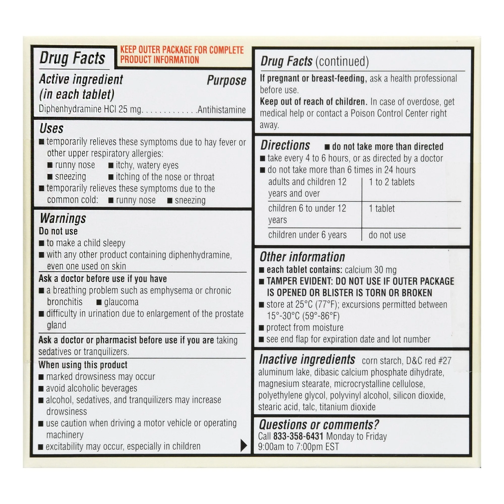 McKesson Brand Foster & Thrive Allergy Relief Diphenhydramine HCl 25 mg Minitabs (24/BX) - Image 2