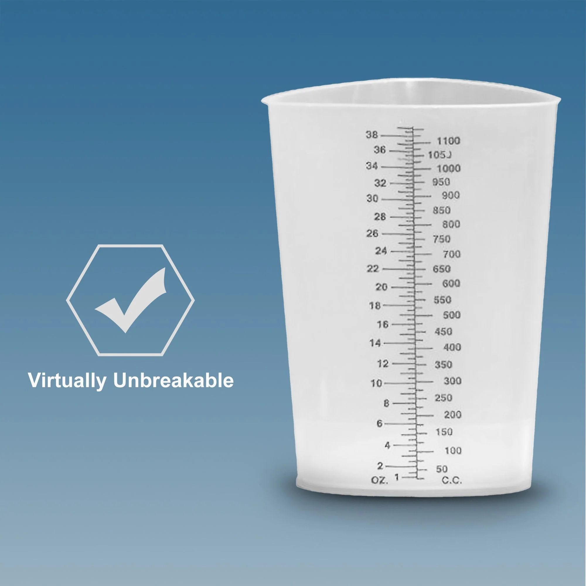 Plasti-Products Plasti-Grad Graduated Beaker, 1,200 mL (200/CS) - Image 3