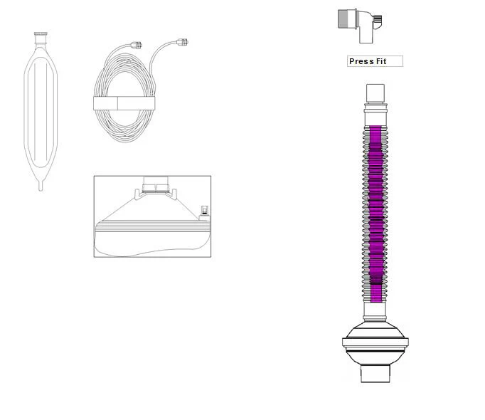Anesthesia Breathing Circuit KingFlex2 Coaxial Tube 72 Inch Tube Single Limb Adult 3 Liter Bag Single Patient Use