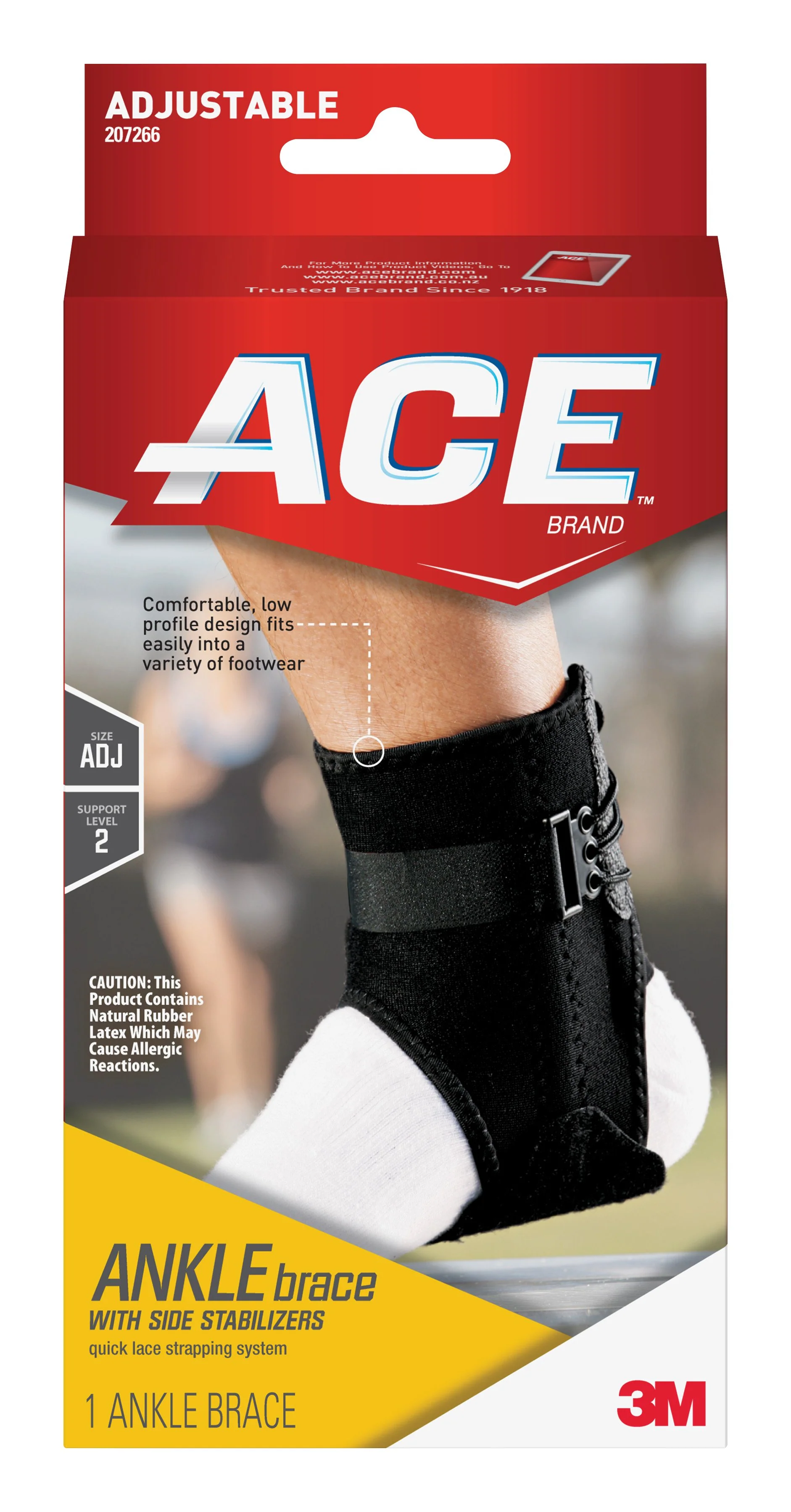 3M Company 3M ACE Ankle Brace, Adjustable, Lace-Up, Side Stabilizers (12/CS)