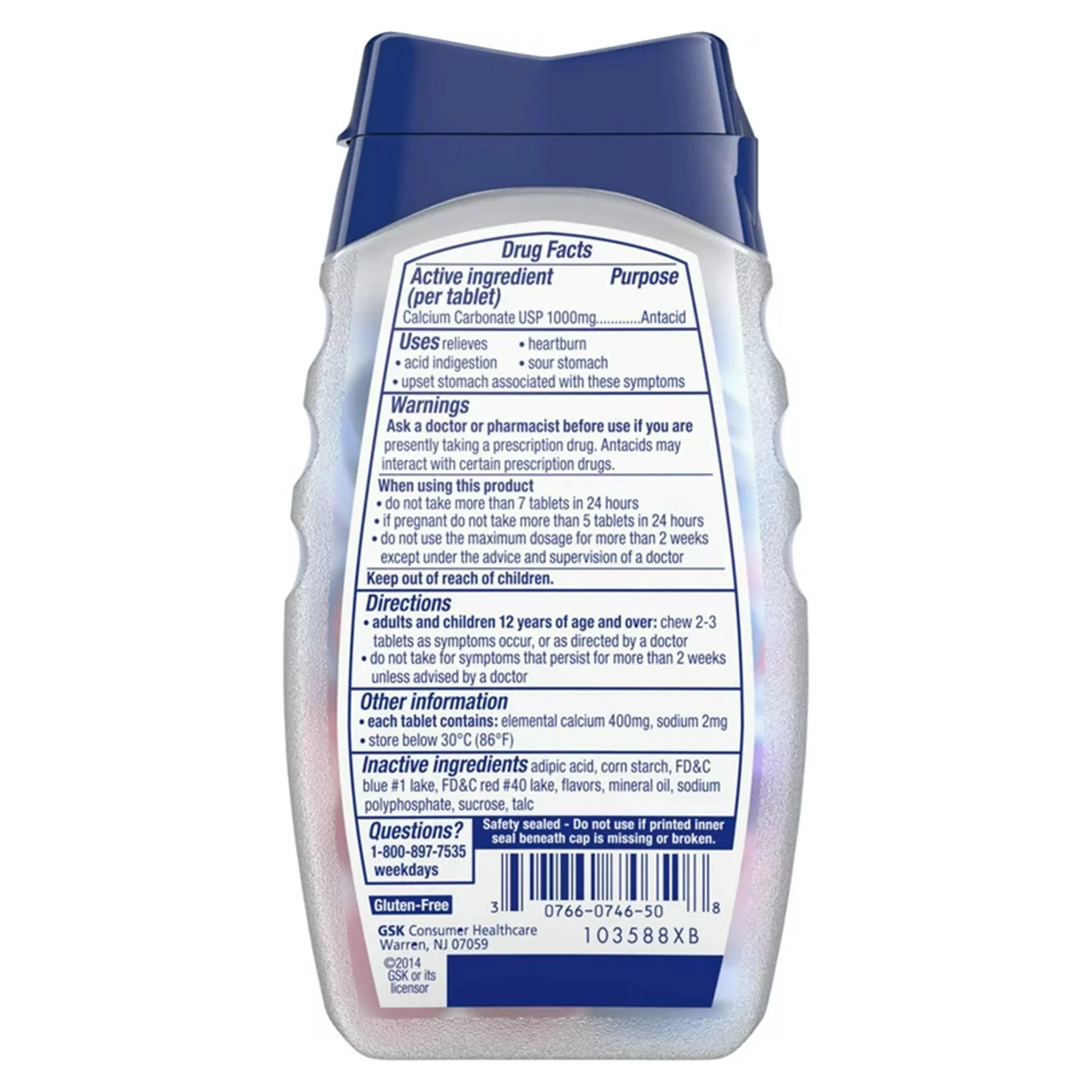 Glaxo Consumer Products Tums Ultra Strength 1000 Antacid Chewable Tablets, Assorted Berries - Image 2